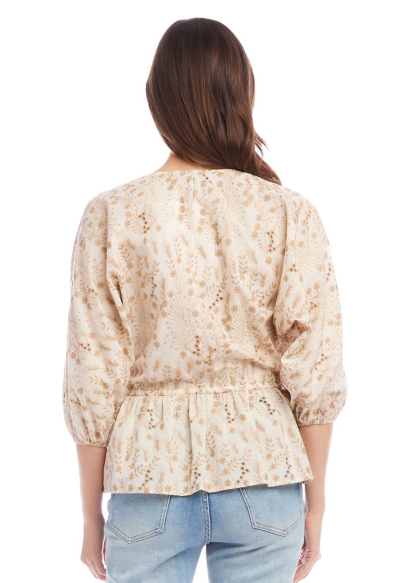 Womens Embroidered Peplum Top