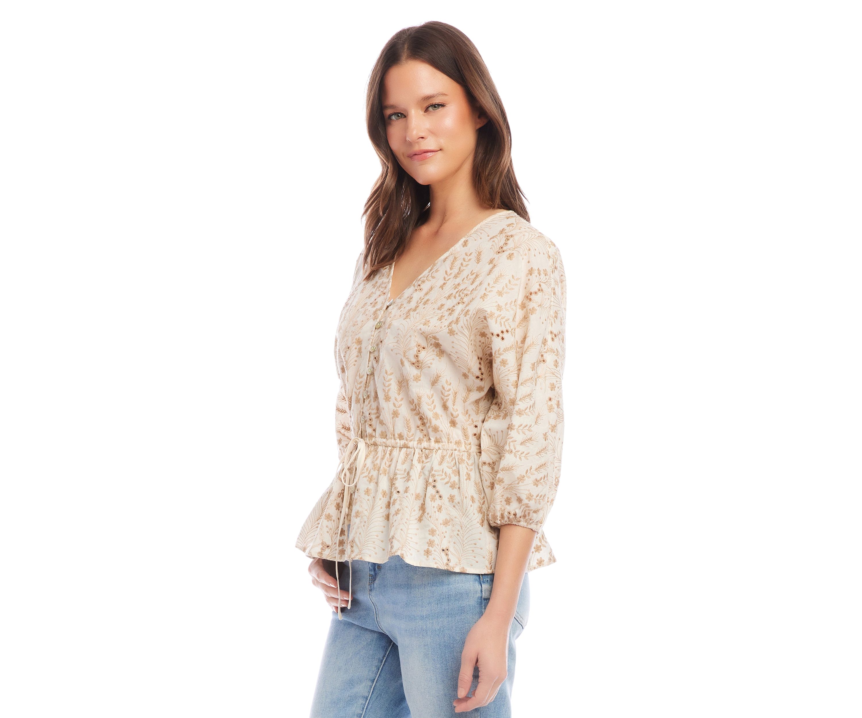 Womens Embroidered Peplum Top