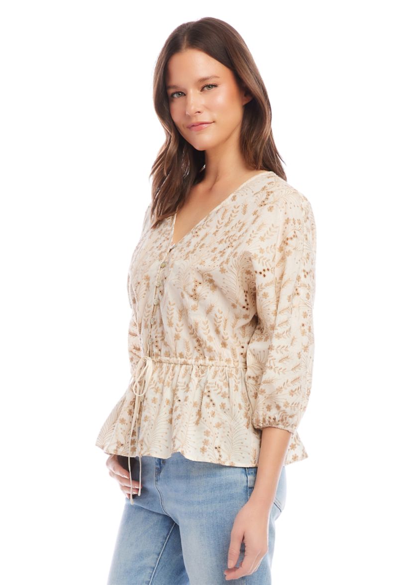 Womens Embroidered Peplum Top