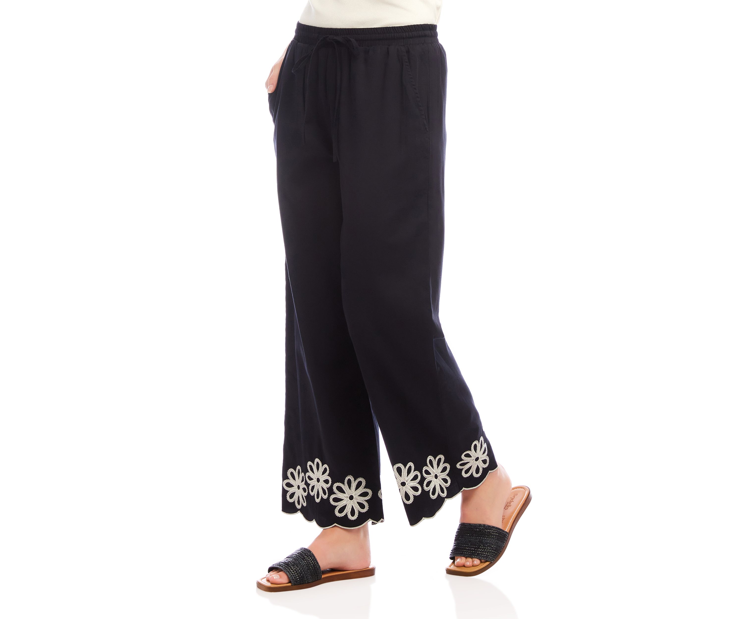 Petite Scallop Drawstring Pants
