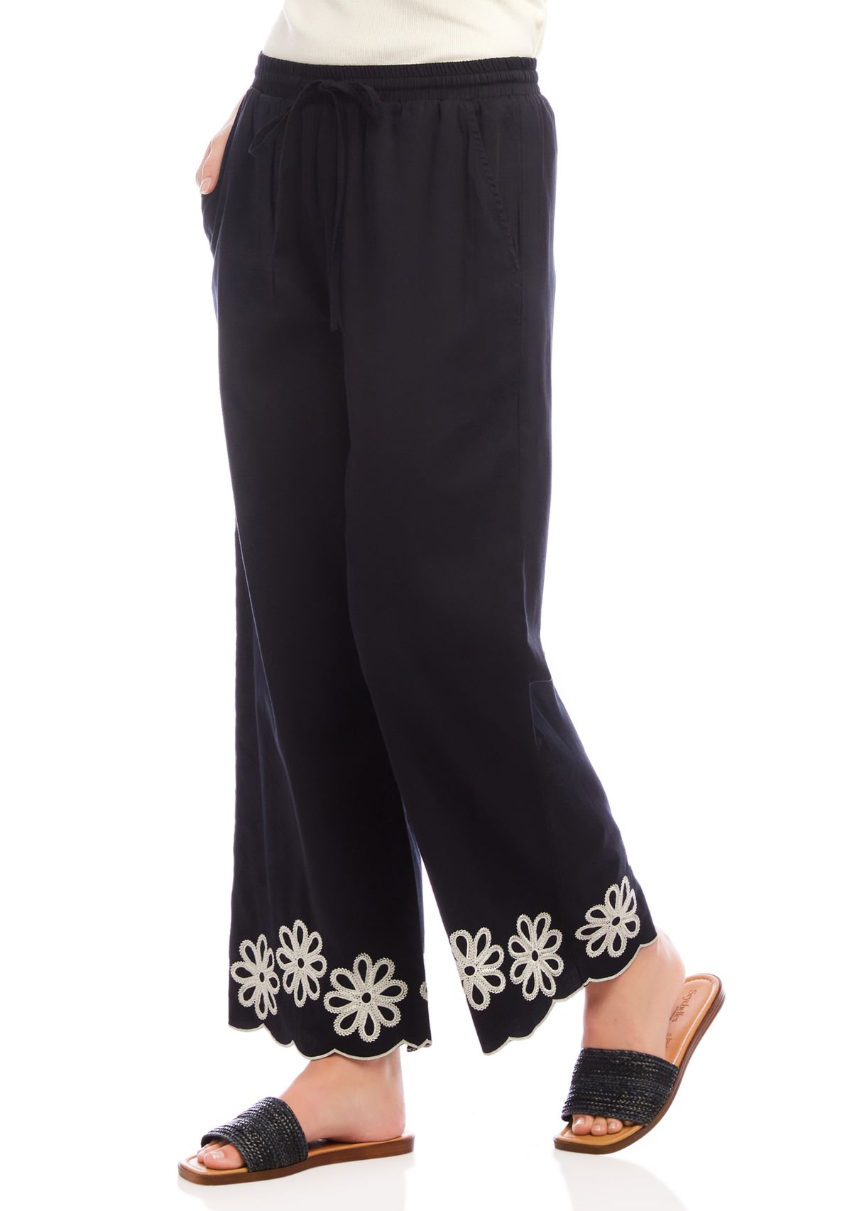 Womens Scallop Drawstring Pants
