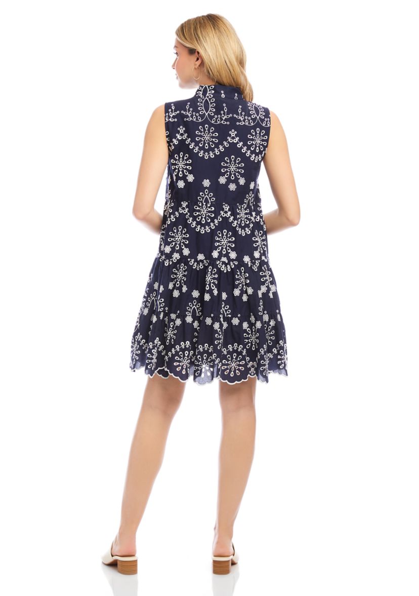 Womens Sleeveless Eyelet Dress