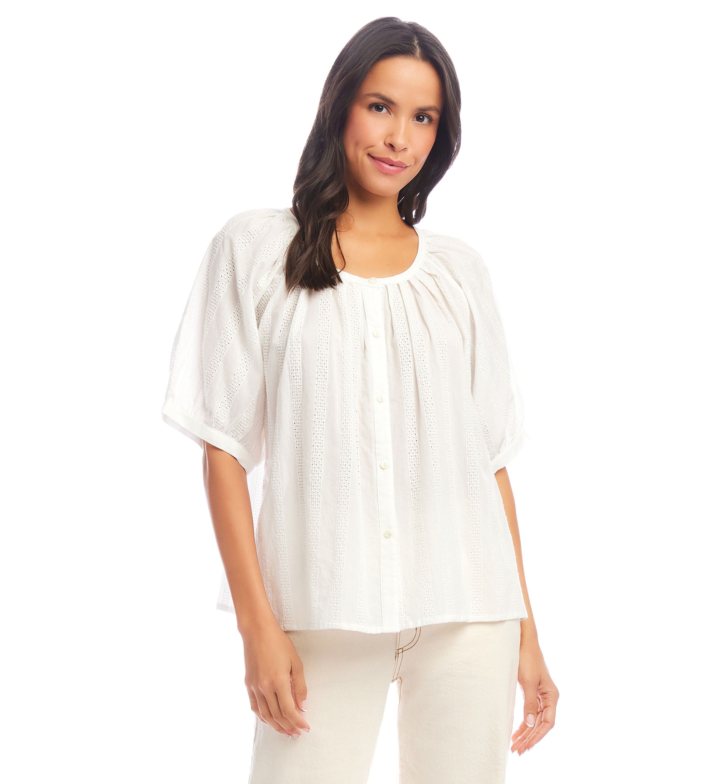 Womens Short Sleeve Embroidered Peasant Top