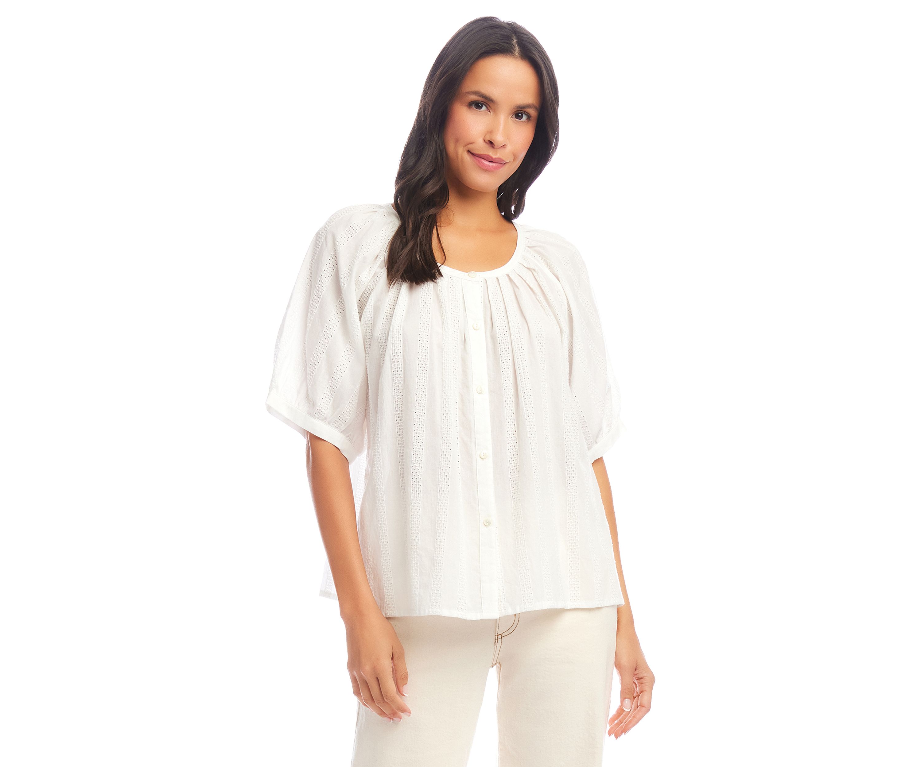 Womens Short Sleeve Embroidered Peasant Top