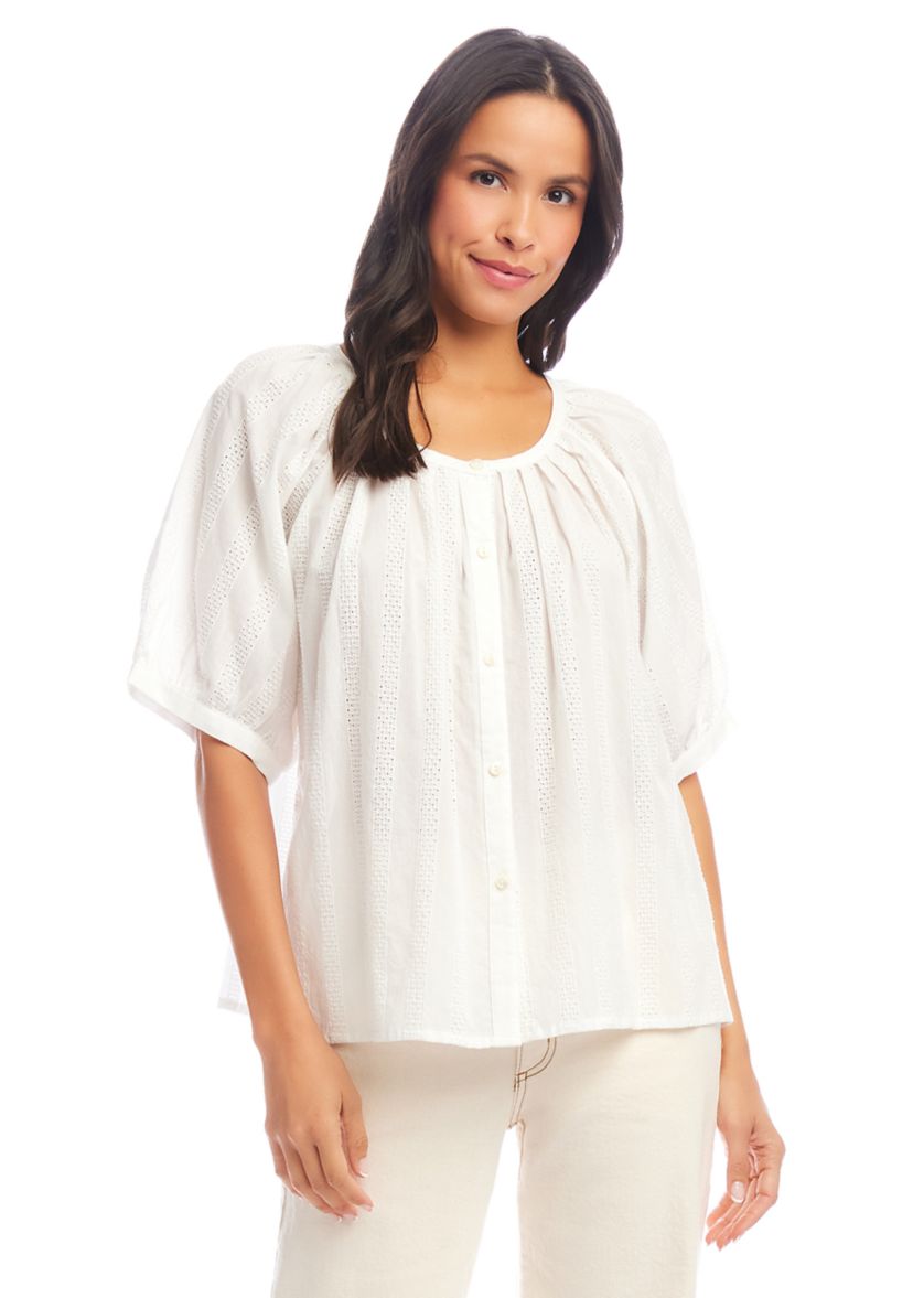 Womens Short Sleeve Embroidered Peasant Top