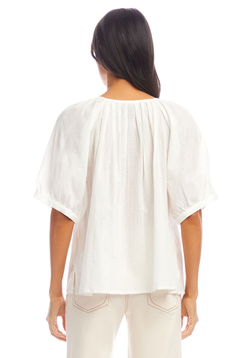 Womens Short Sleeve Embroidered Peasant Top