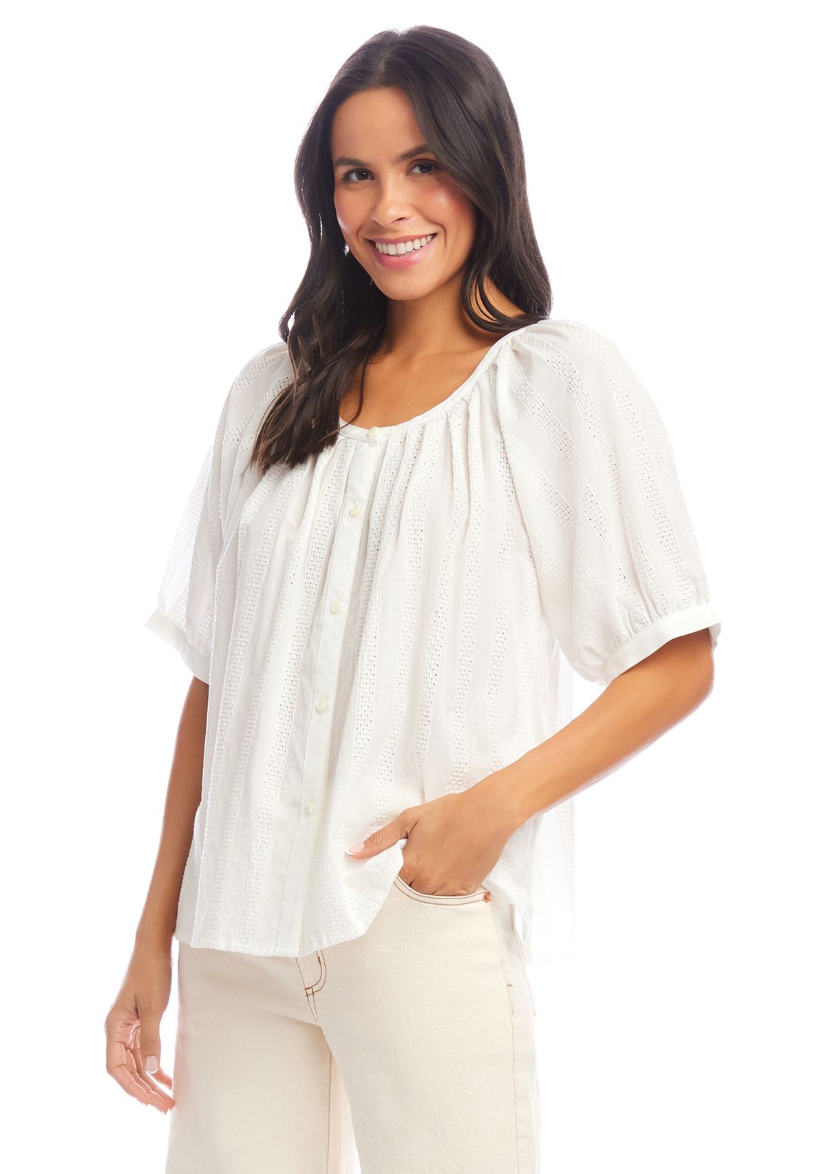Womens Short Sleeve Embroidered Peasant Top