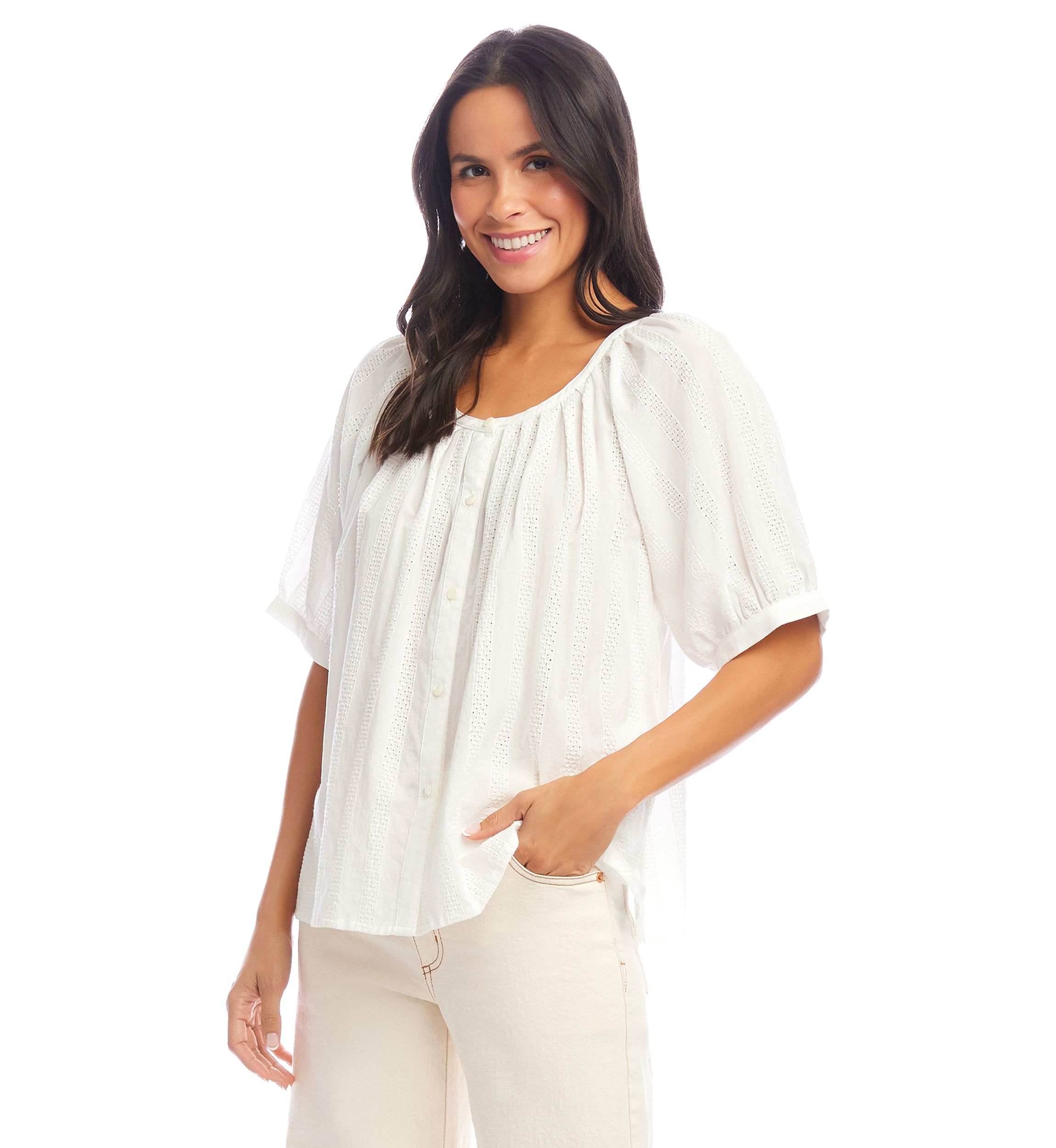 Womens Short Sleeve Embroidered Peasant Top