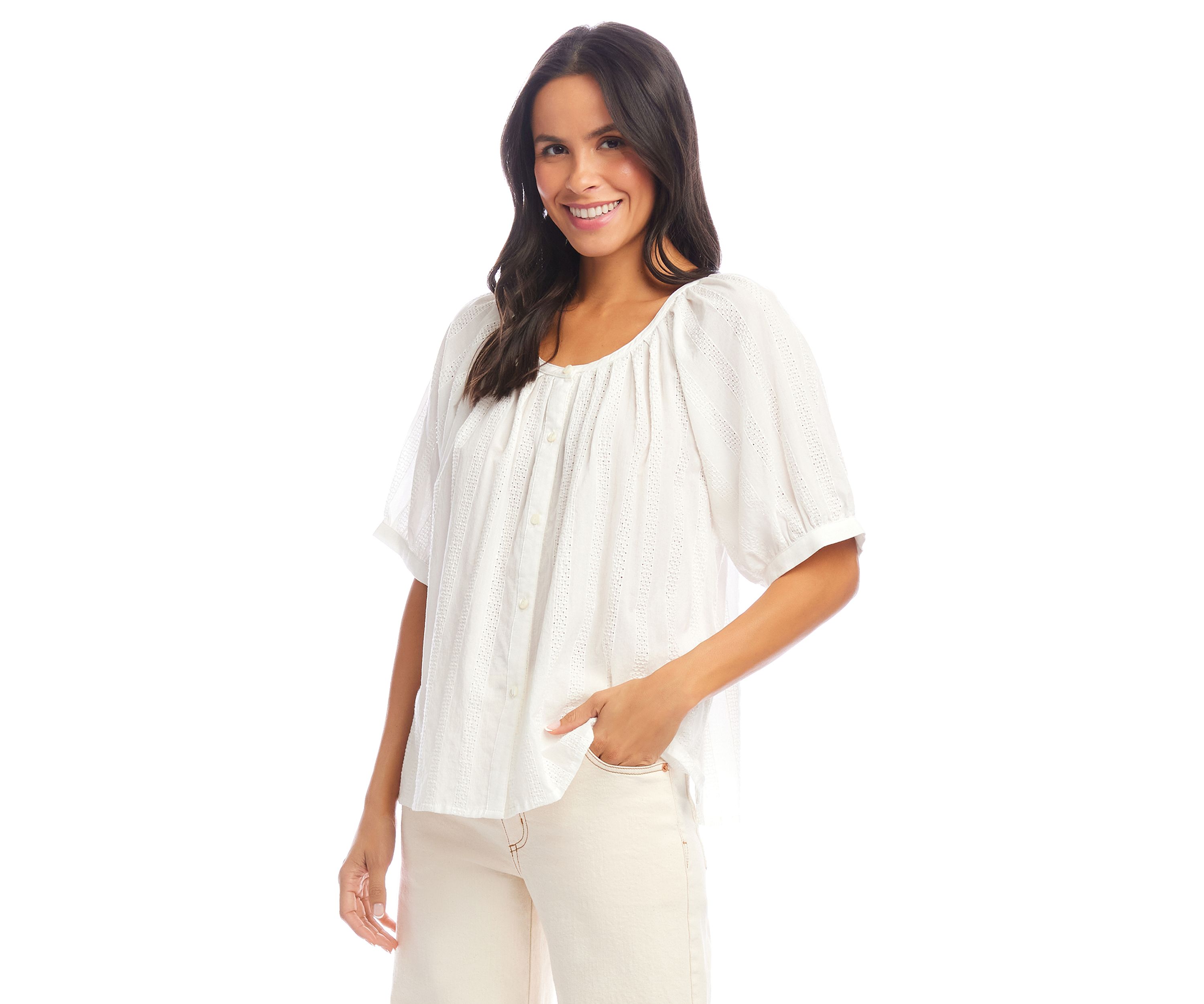 Womens Short Sleeve Embroidered Peasant Top