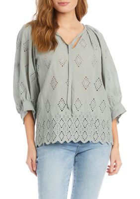 Eyelet Peasant Top