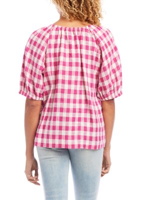 Women's Check Peasant Top