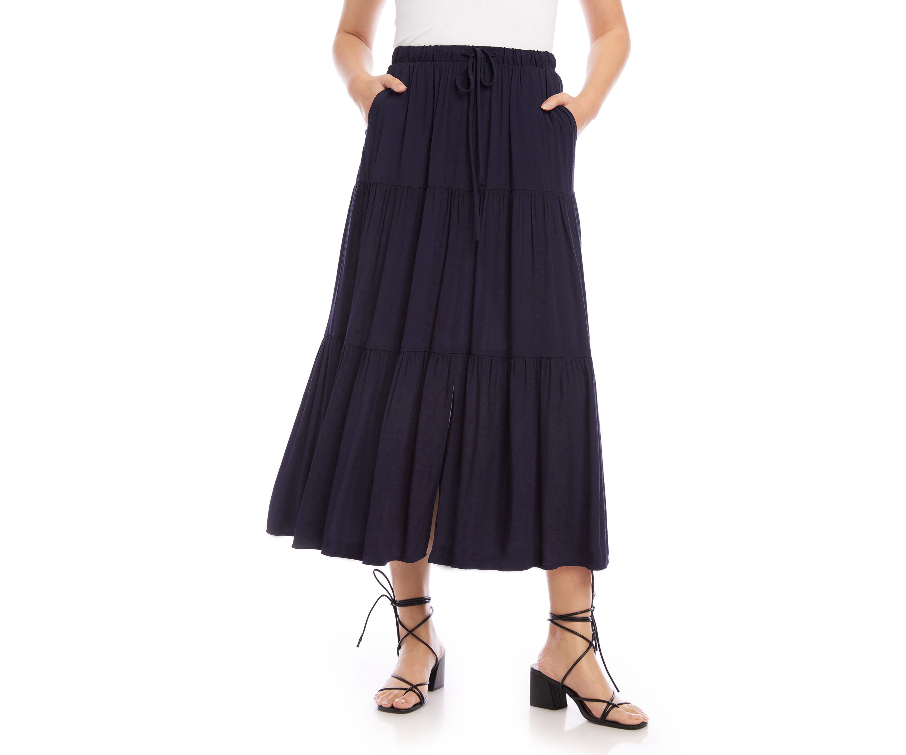 Womens Tiered Midi Skirt