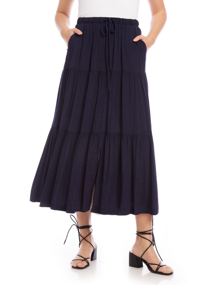 Womens Tiered Midi Skirt