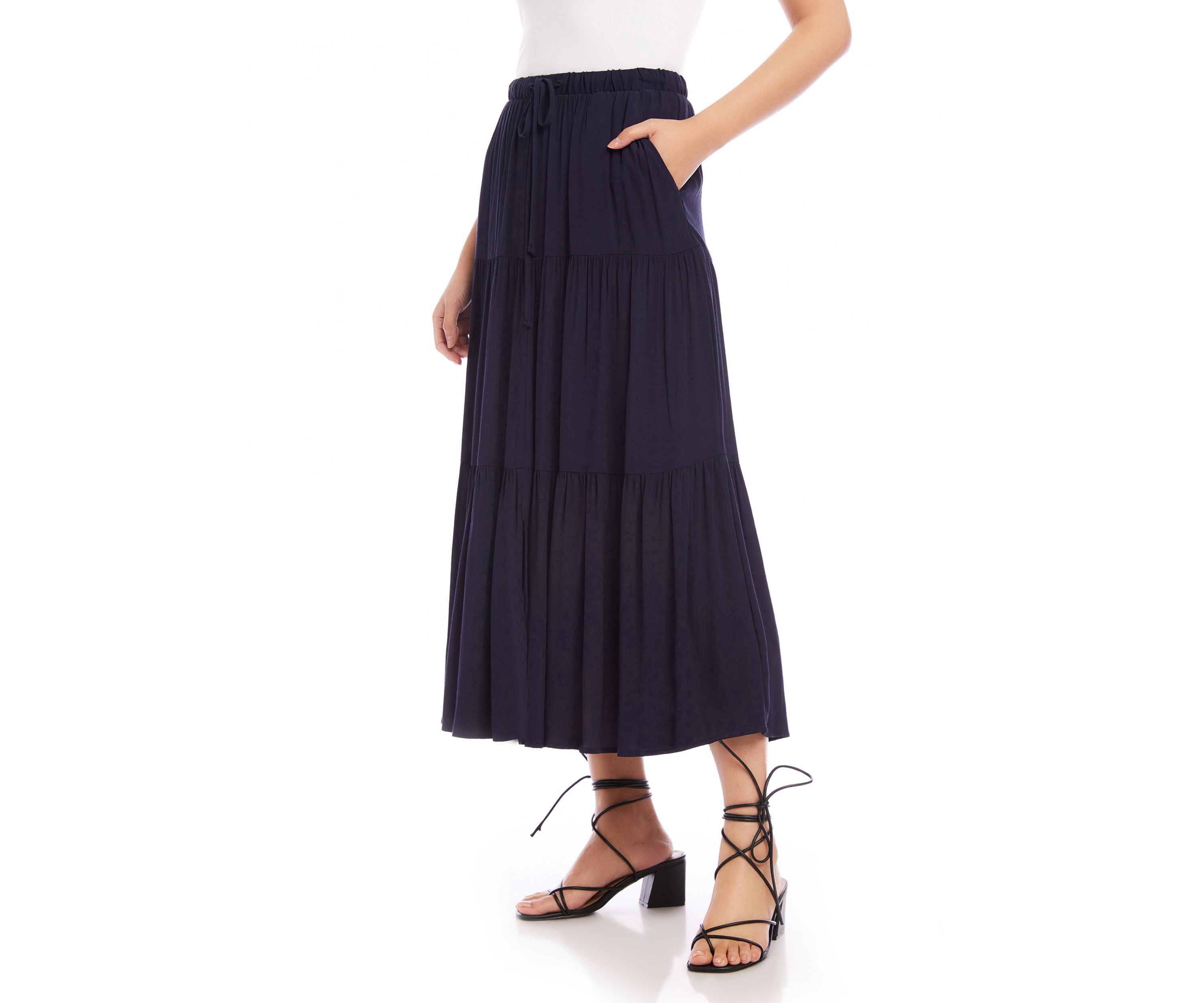 Womens Tiered Midi Skirt