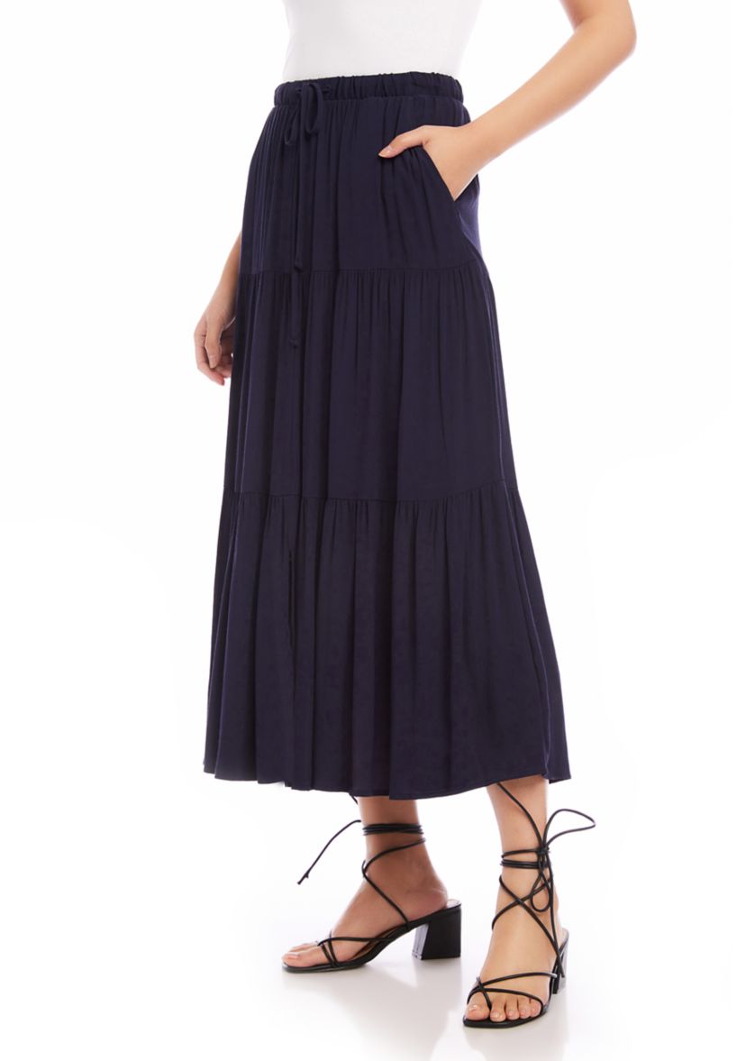 Womens Tiered Midi Skirt