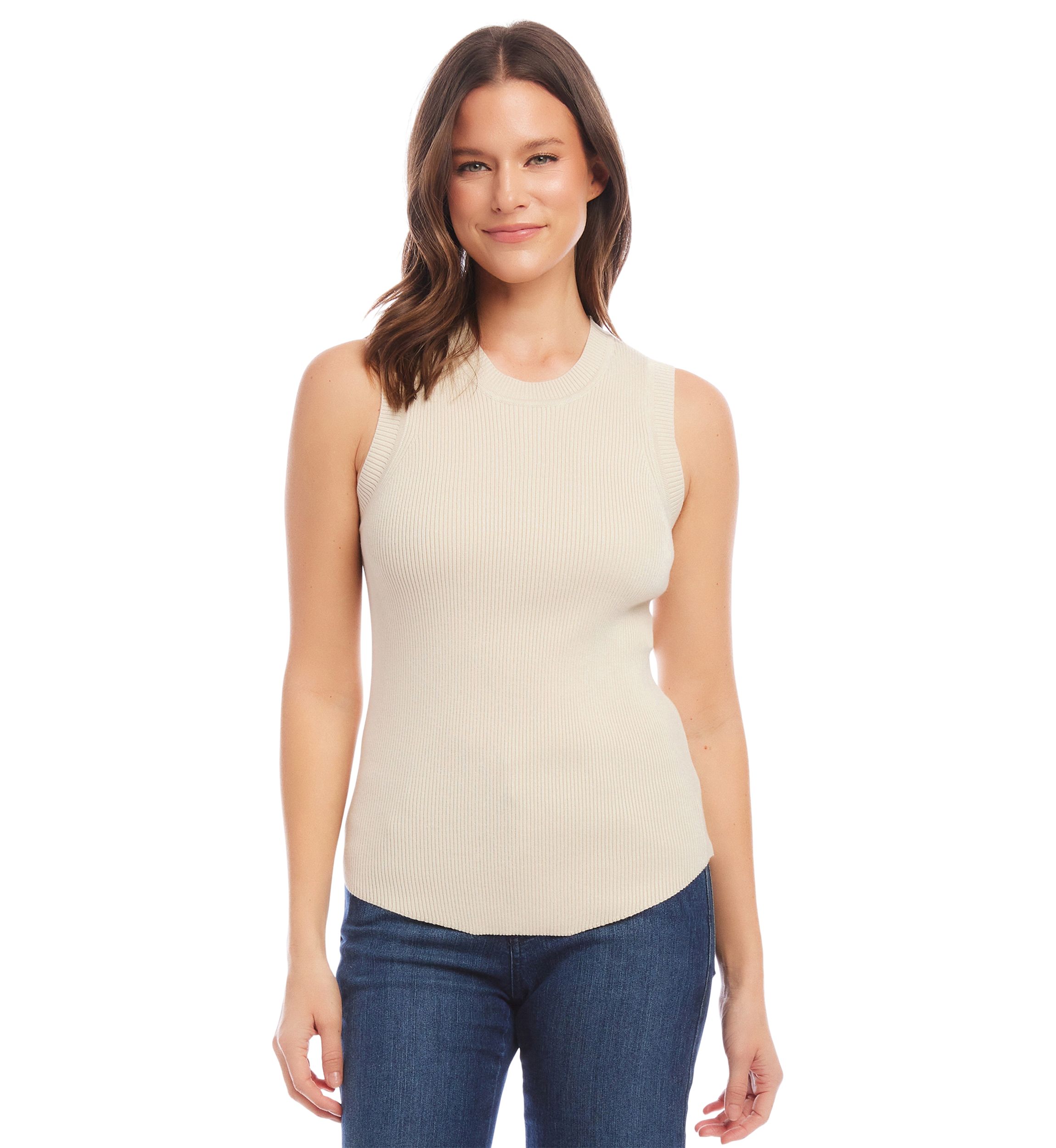 Womens Ribbed Sleeveless Sweater