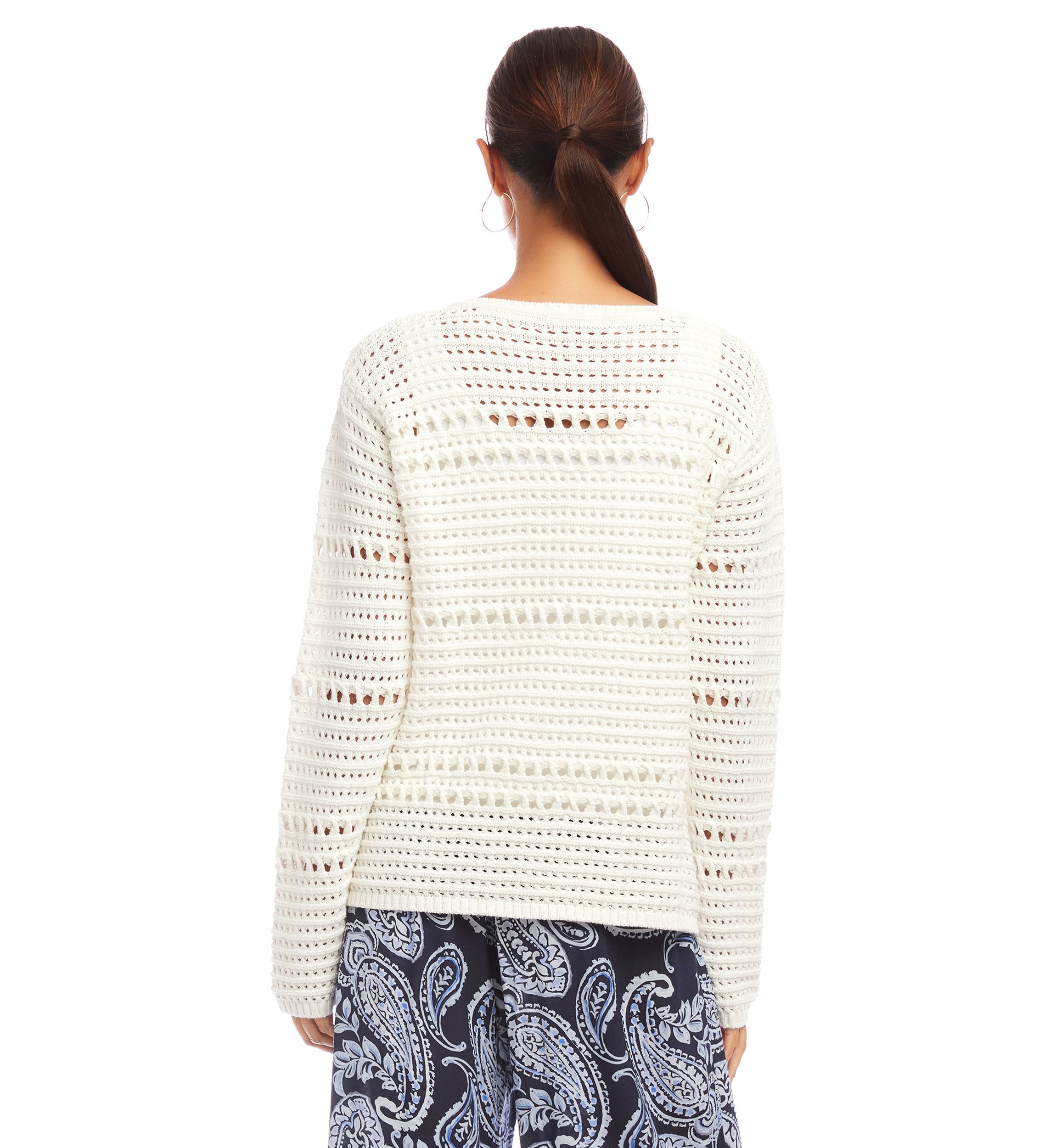 Womens Boat Neck Crochet Sweater
