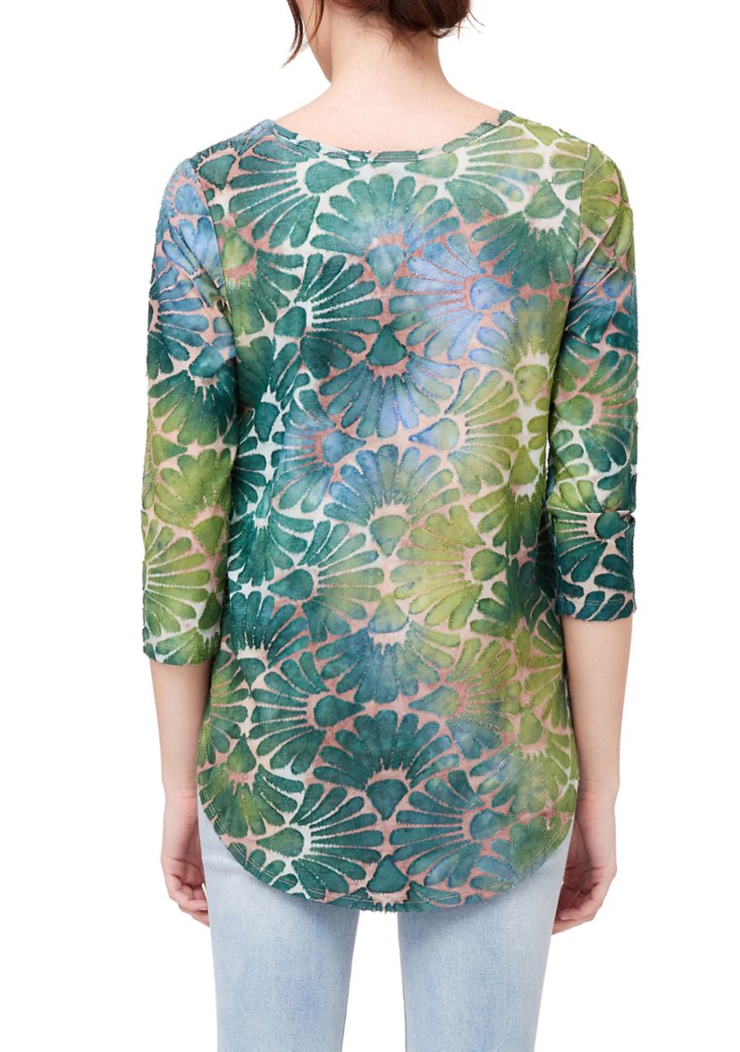 Womens 3/4 Sleeve Shirttail Top