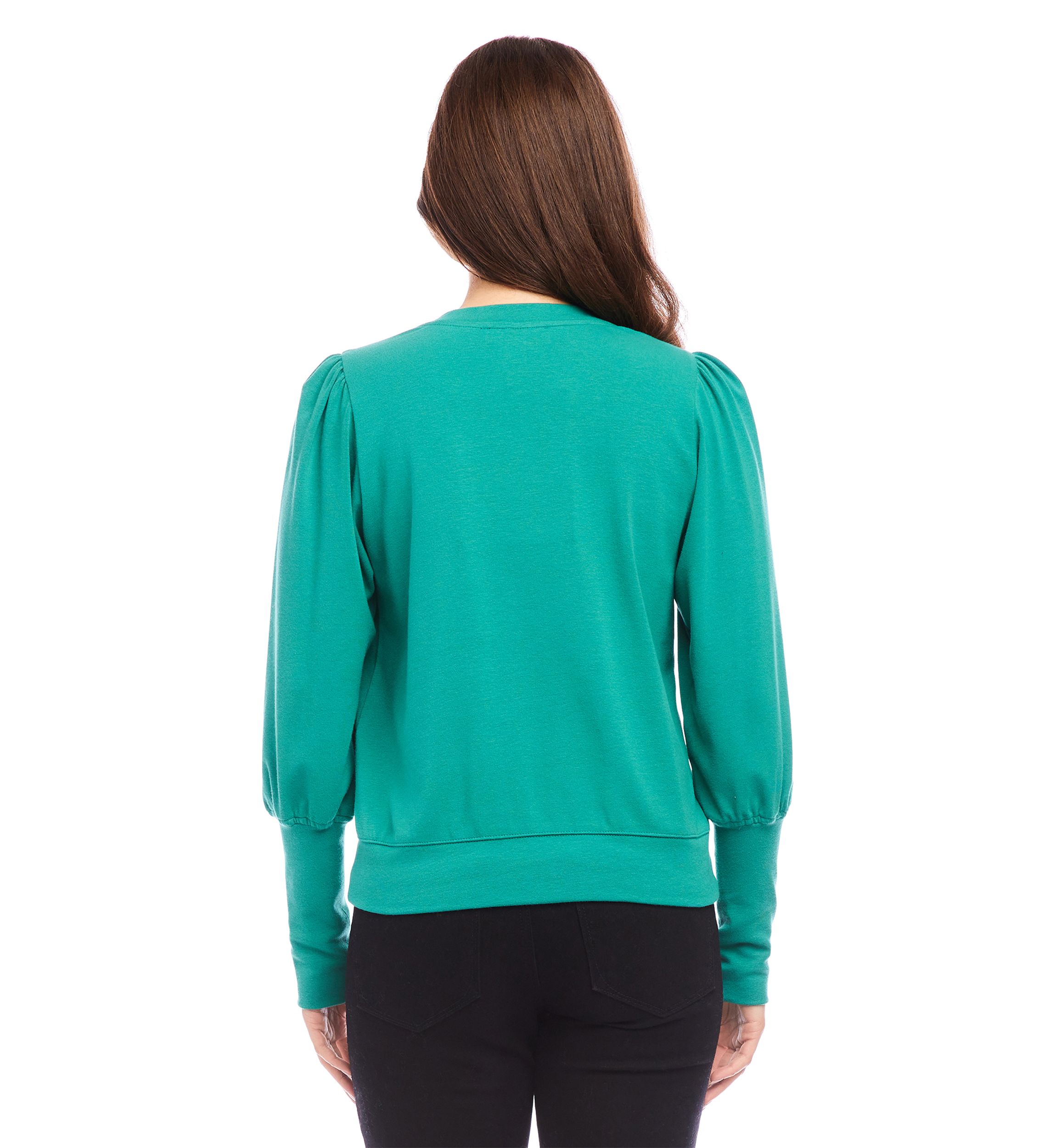 Womens V-Neck Bishop Sleeve Top
