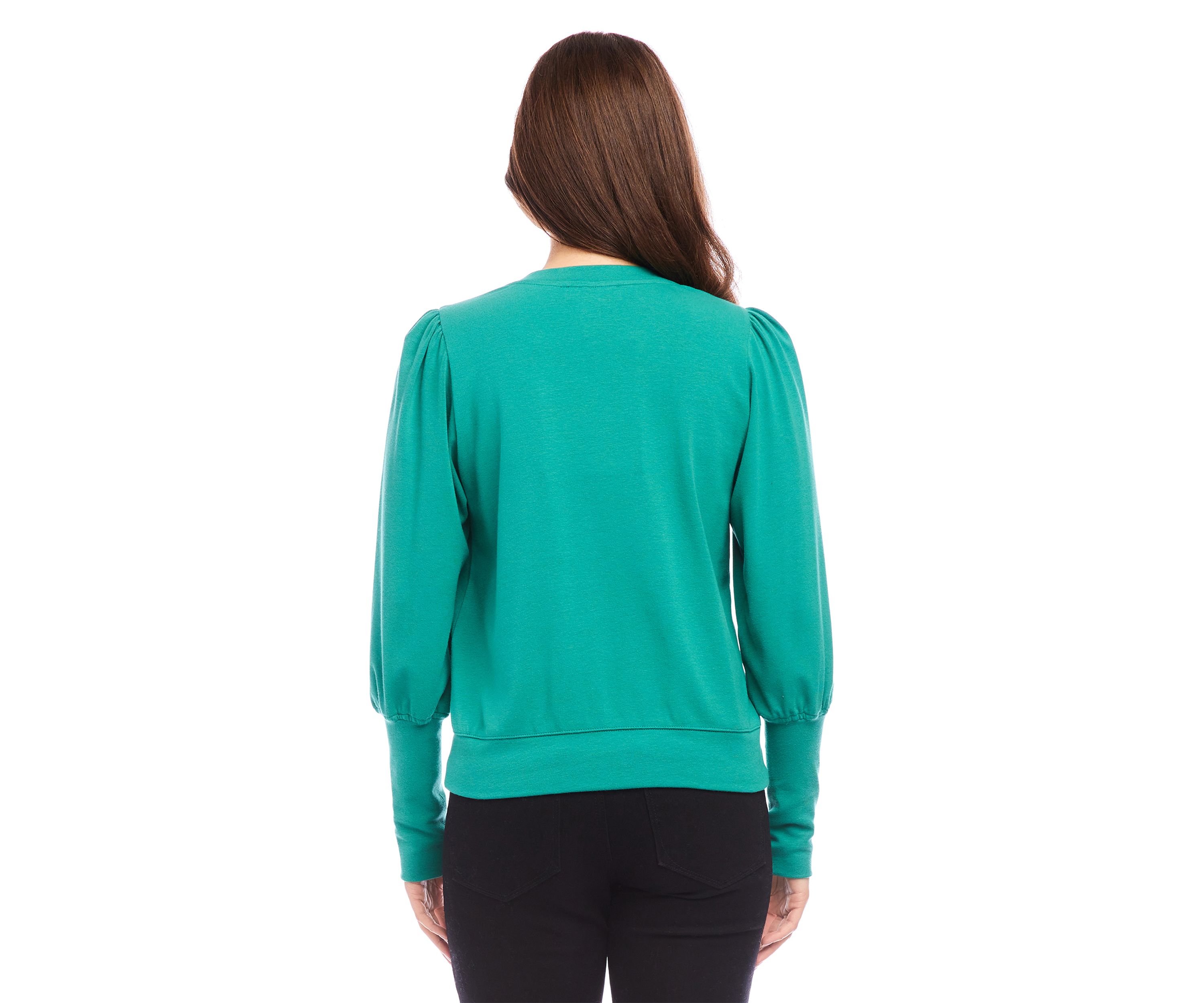 Womens V-Neck Bishop Sleeve Top