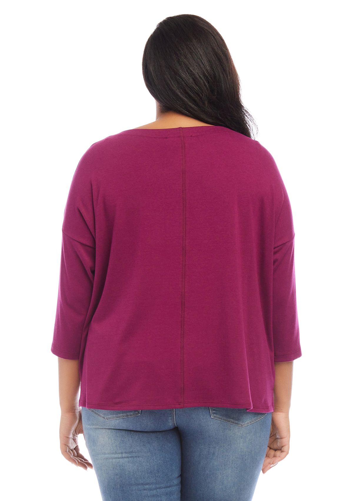 Plus Size 3/4 Sleeve Boat Neck Top