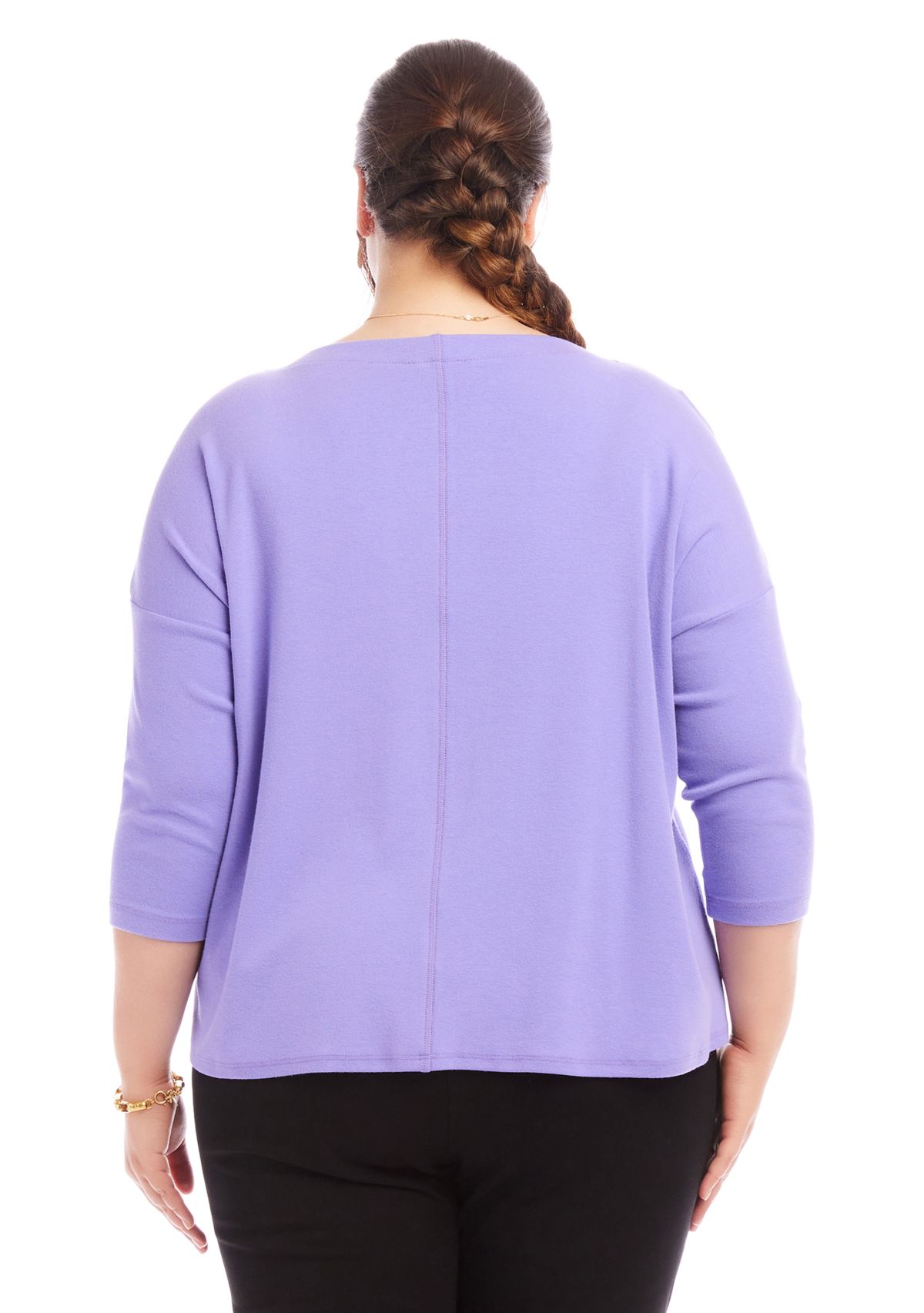 Plus Size 3/4 Sleeve Boat Neck Top
