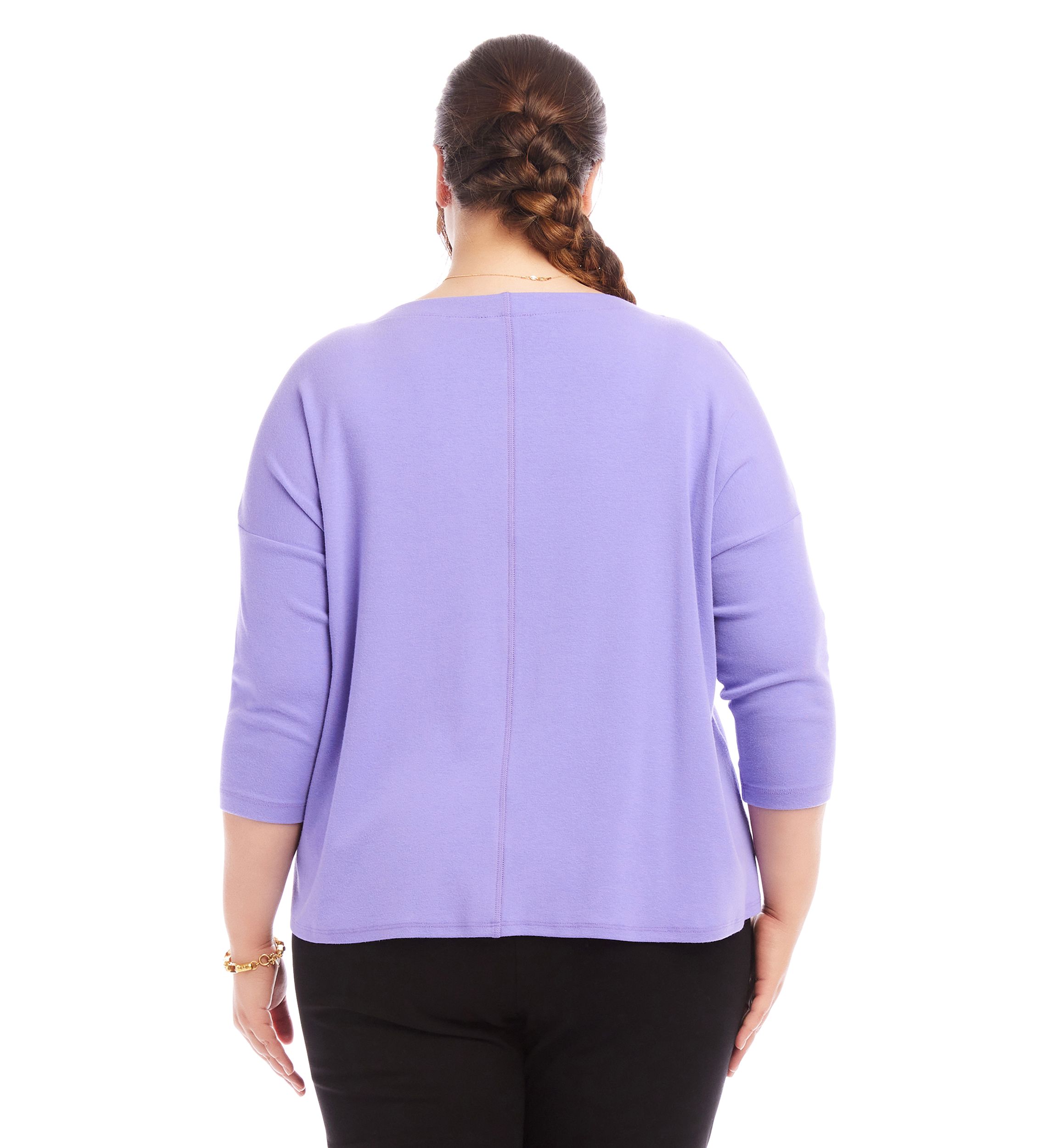 Plus Size 3/4 Sleeve Boat Neck Top