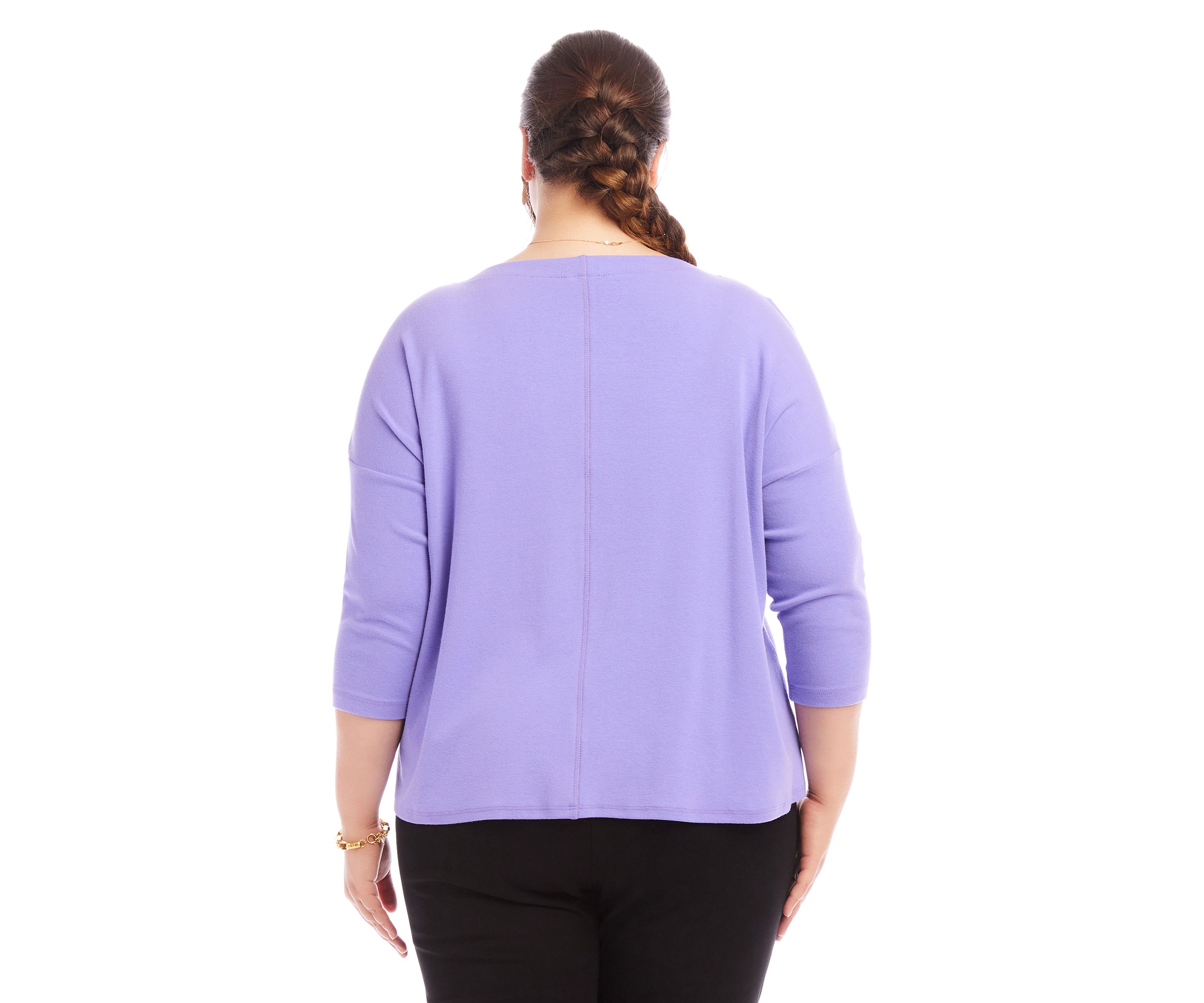 Plus Size 3/4 Sleeve Boat Neck Top