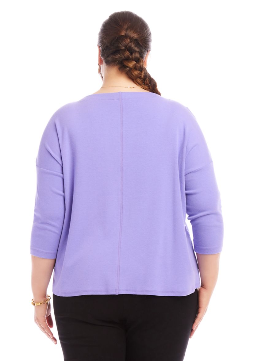 Plus Size 3/4 Sleeve Boat Neck Top