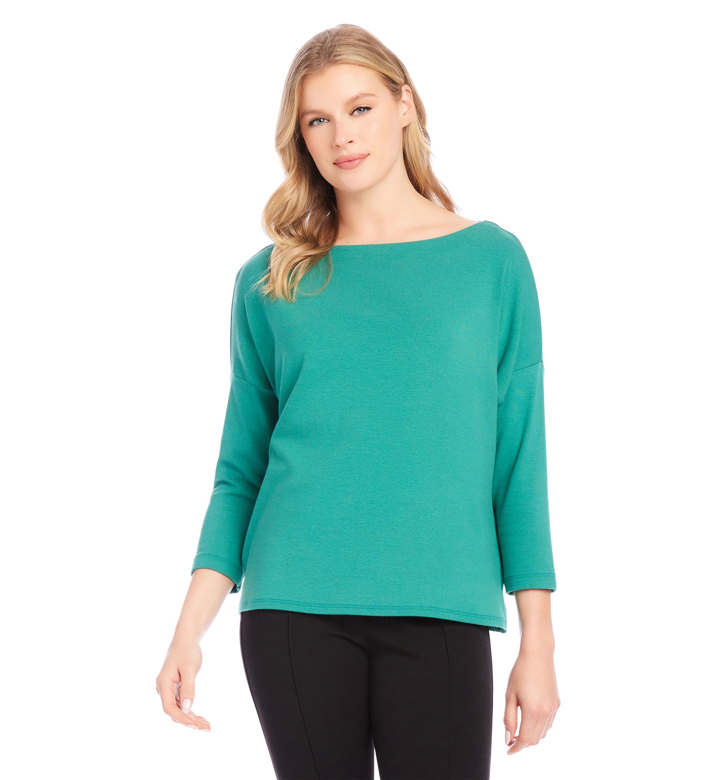 Petite Solid Boat Neck Top