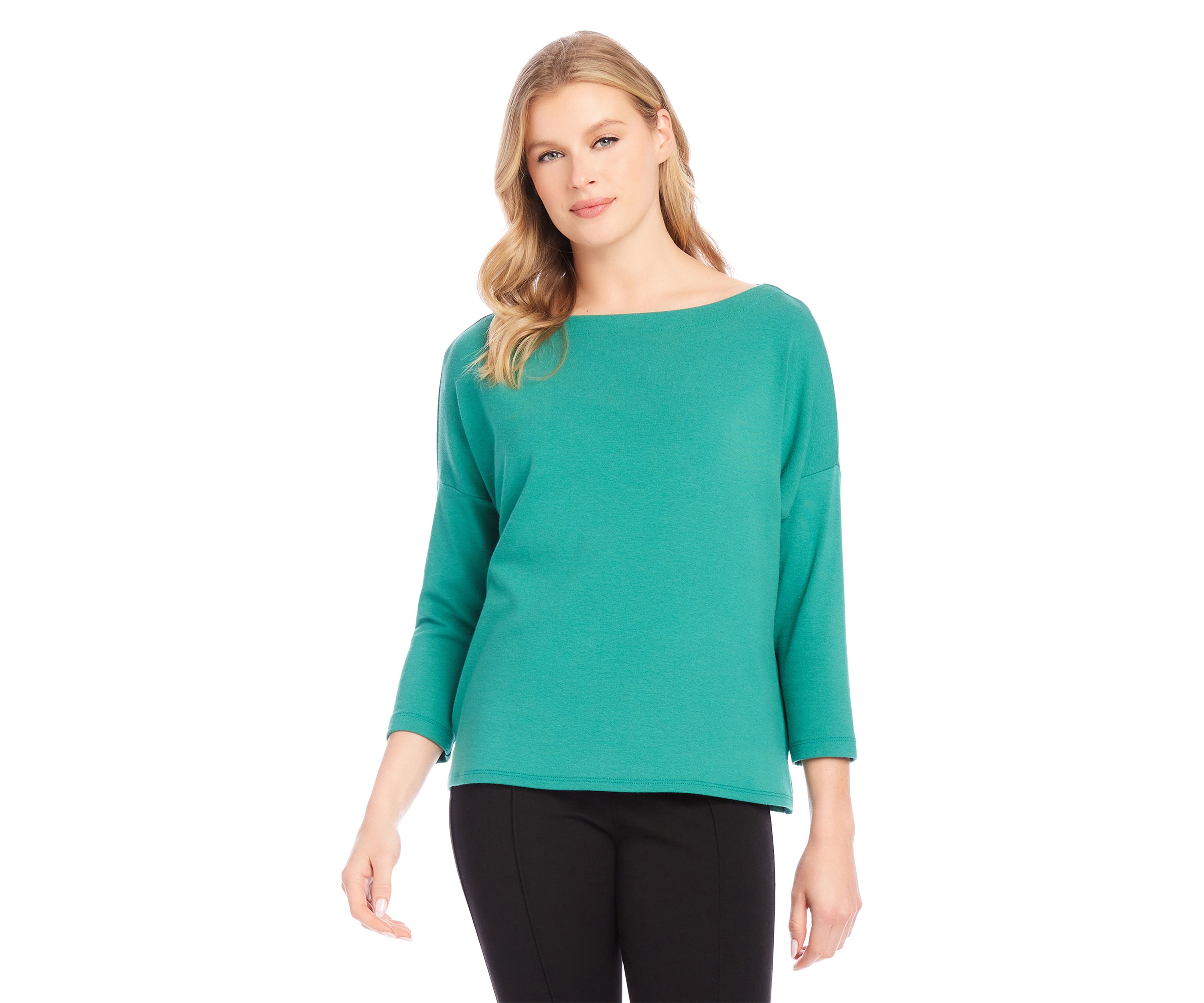 Petite Solid Boat Neck Top