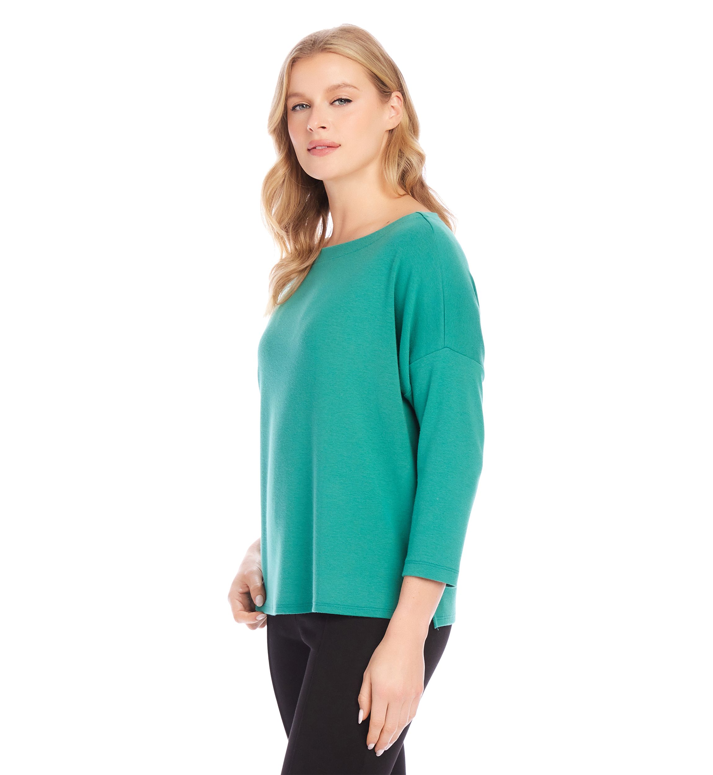 Petite Solid Boat Neck Top