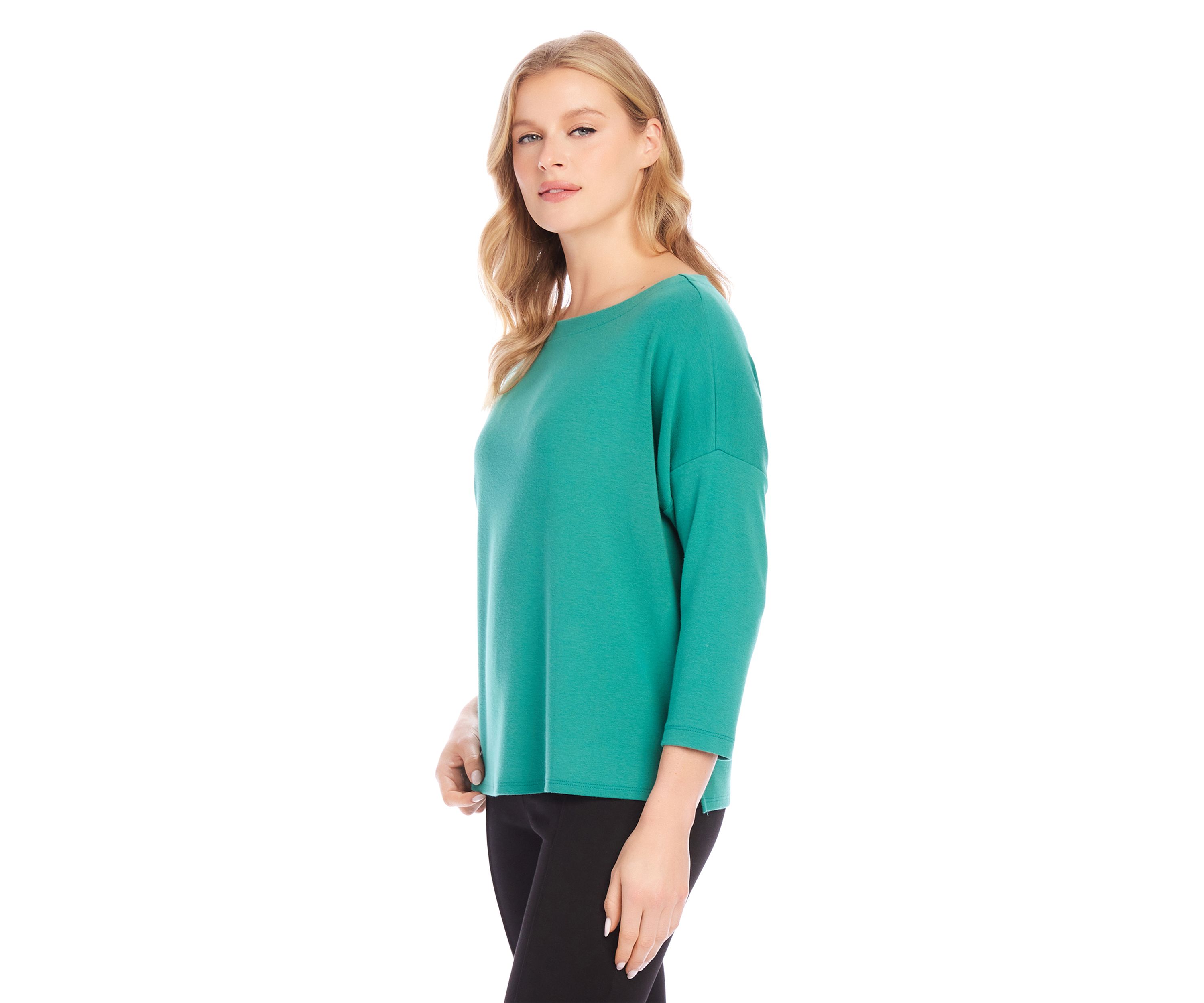 Petite Solid Boat Neck Top