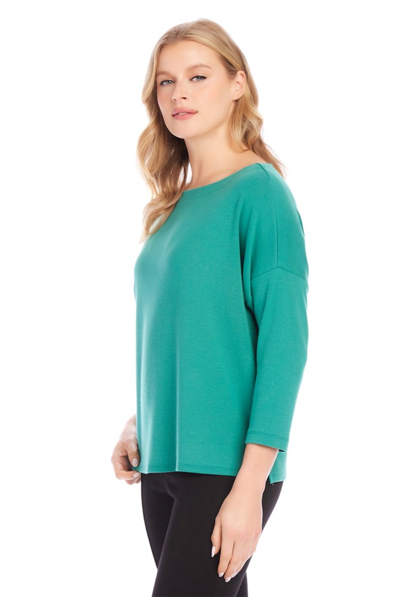 Petite Solid Boat Neck Top