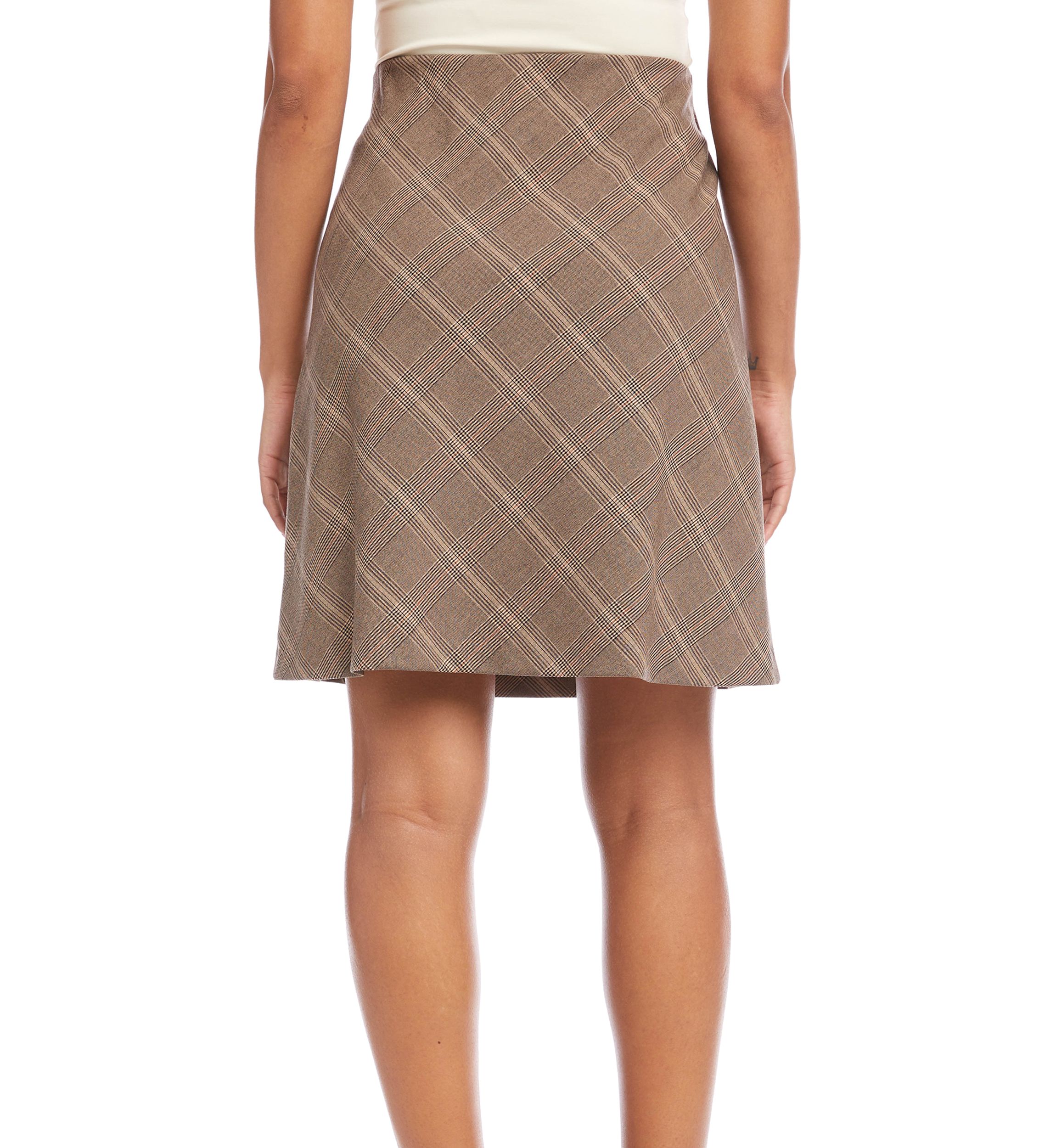 Womens Bias Cut Plaid Skirt