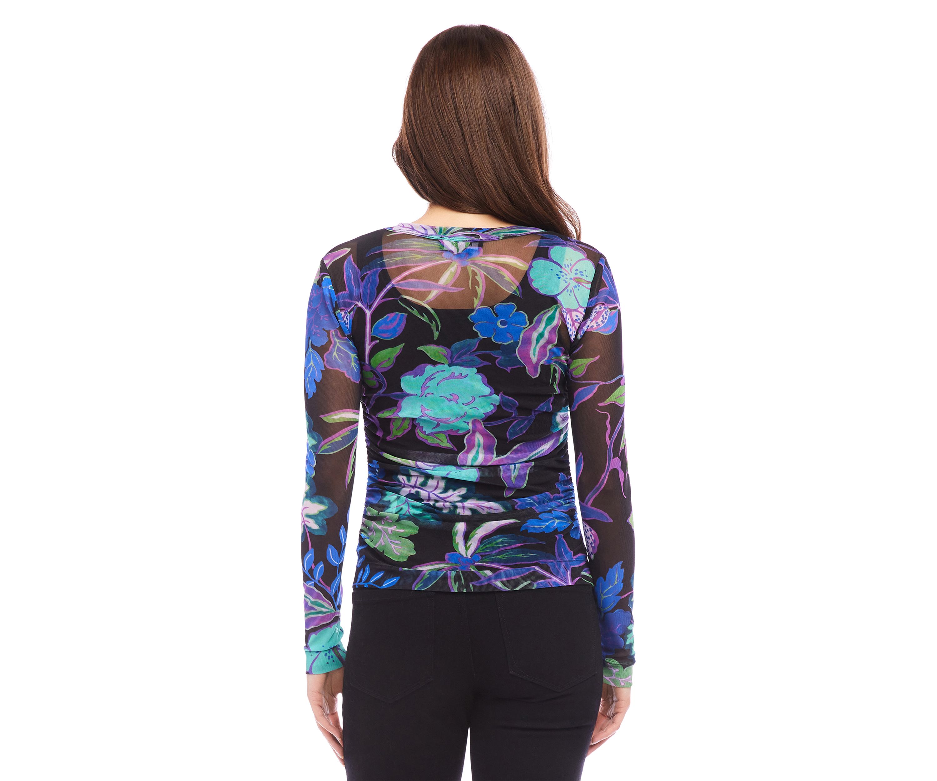 Womens Side Shirred Mesh Top