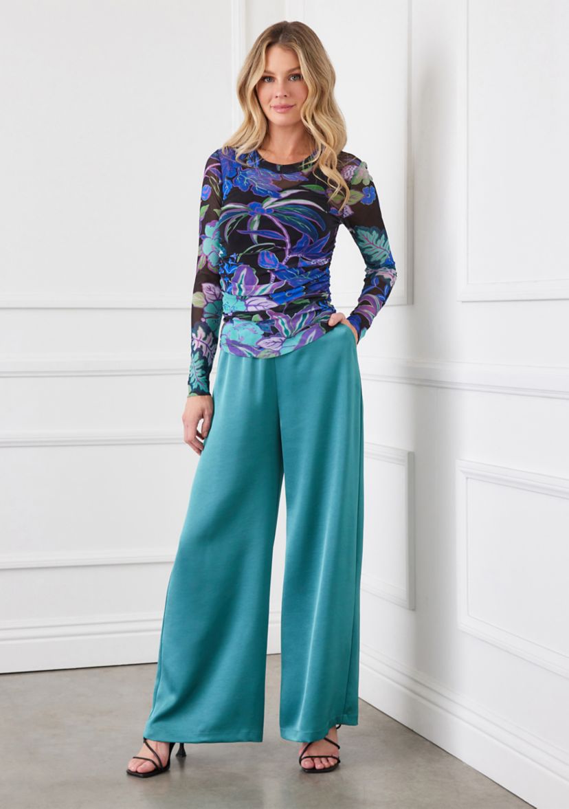 Womens Side Shirred Mesh Top