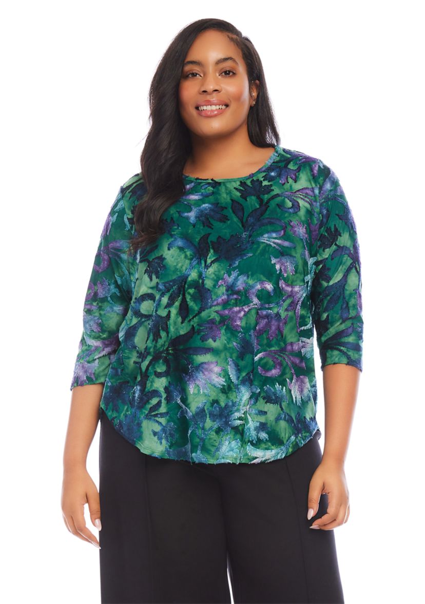 Womens 3/4 Sleeve Shirttail Top