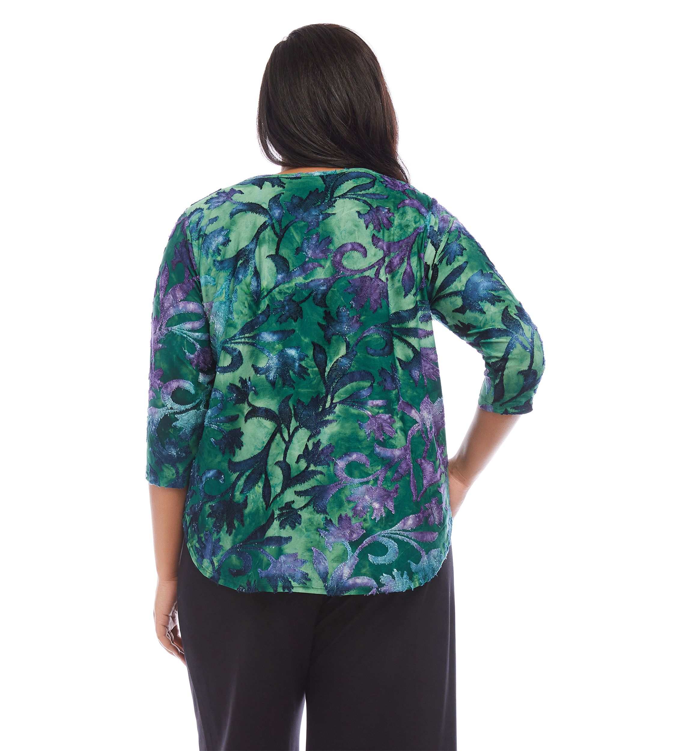 Womens 3/4 Sleeve Shirttail Top
