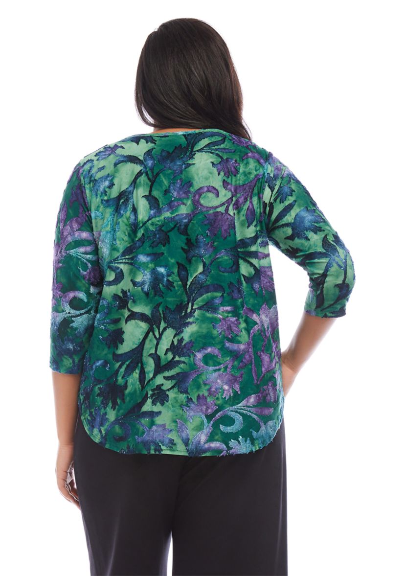 Womens 3/4 Sleeve Shirttail Top