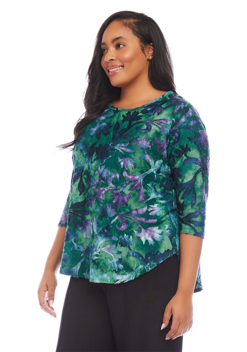 Womens 3/4 Sleeve Shirttail Top