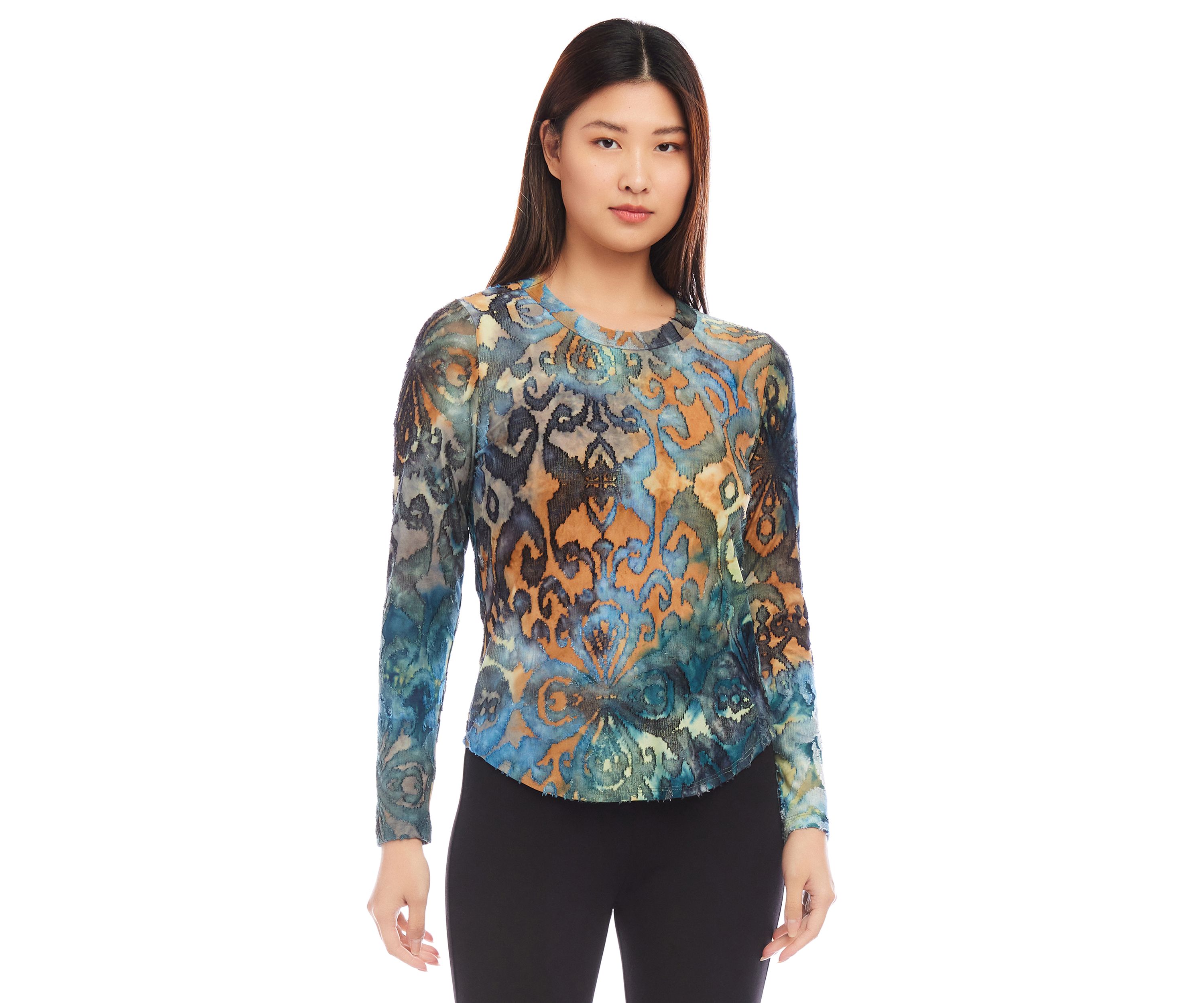 Womens Long Sleeve Burnout Top