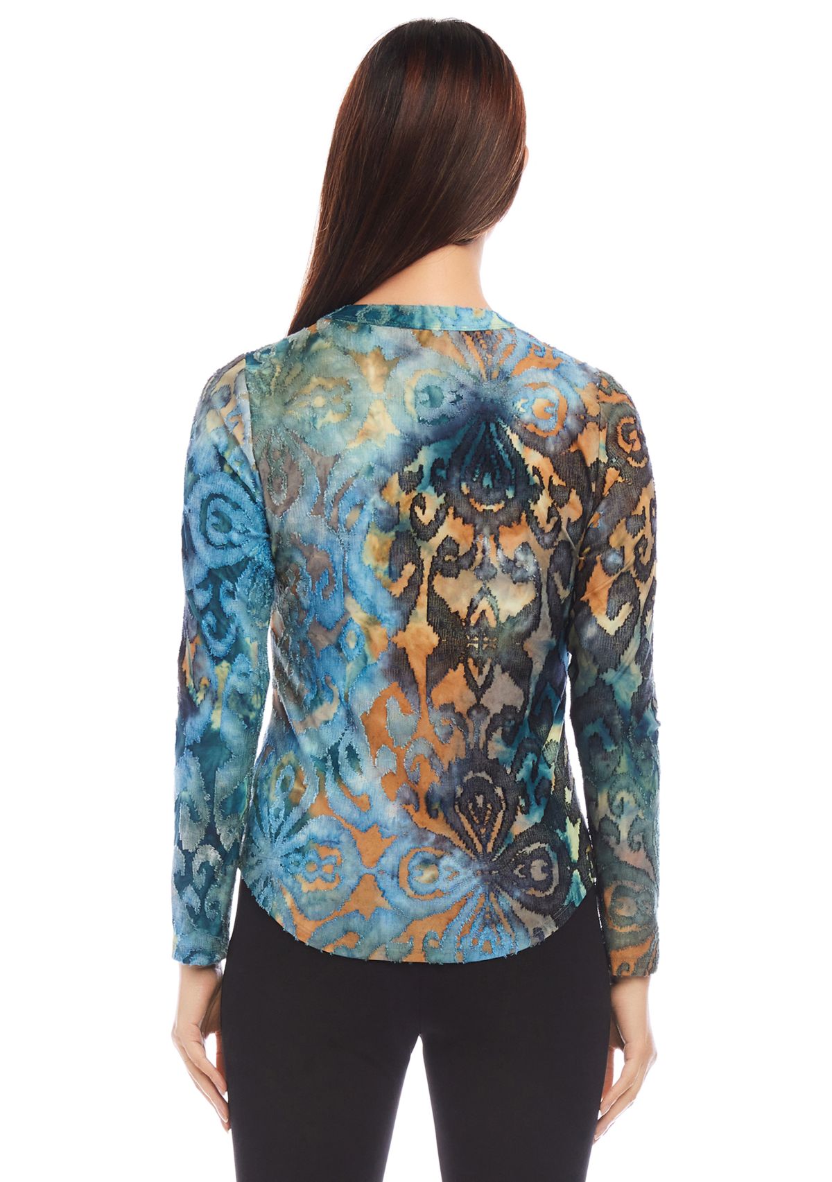 Womens Long Sleeve Burnout Top
