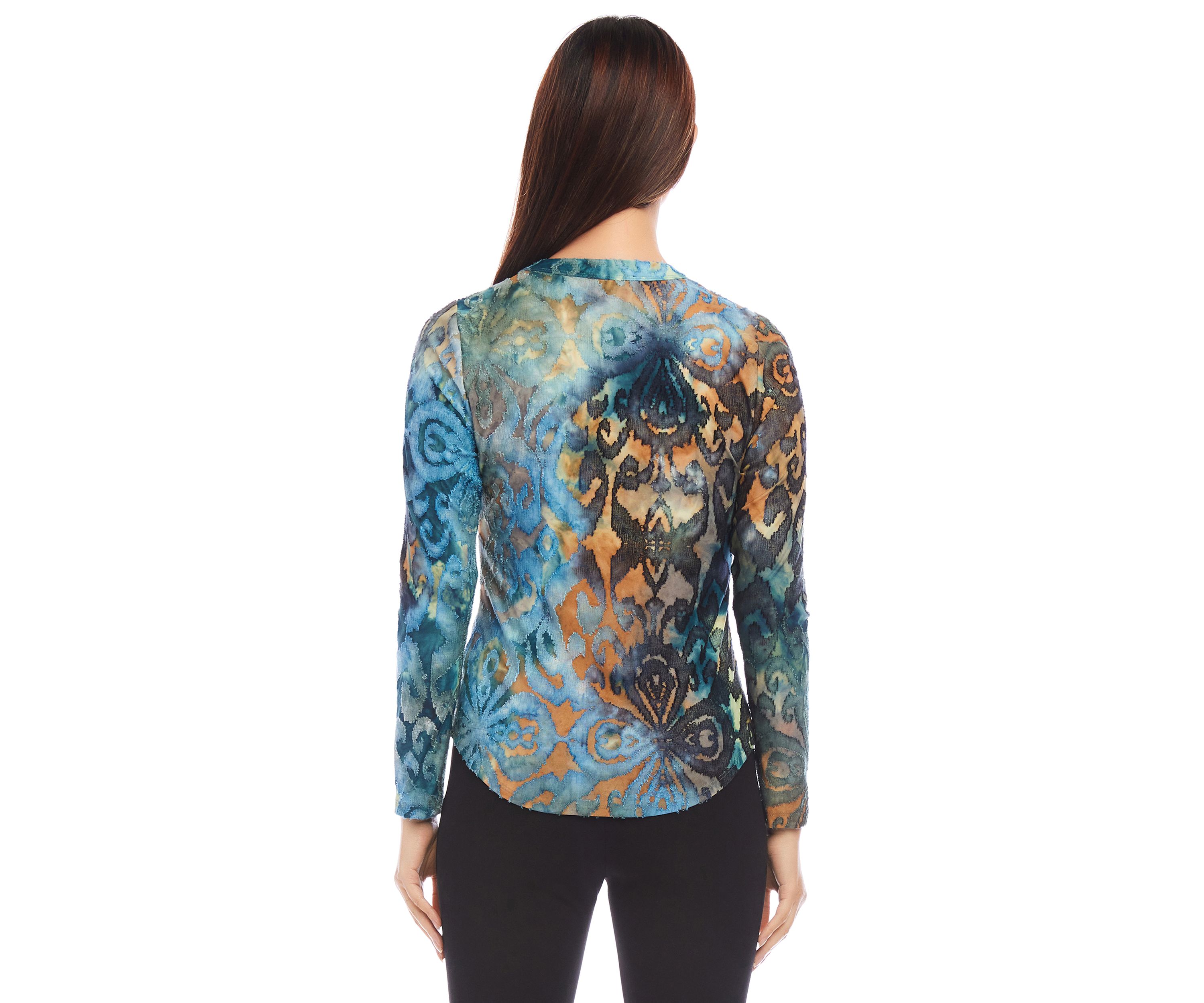 Womens Long Sleeve Burnout Top