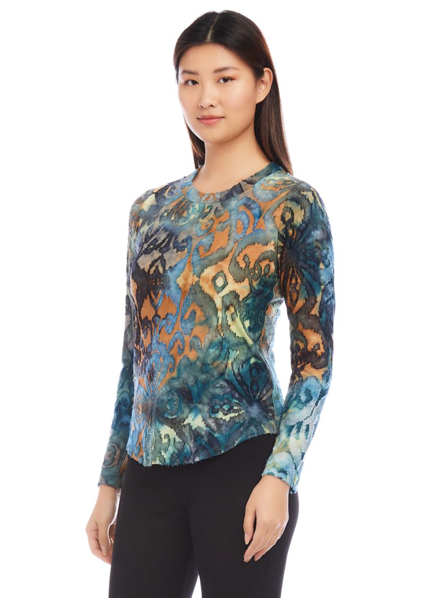 Womens Long Sleeve Burnout Top