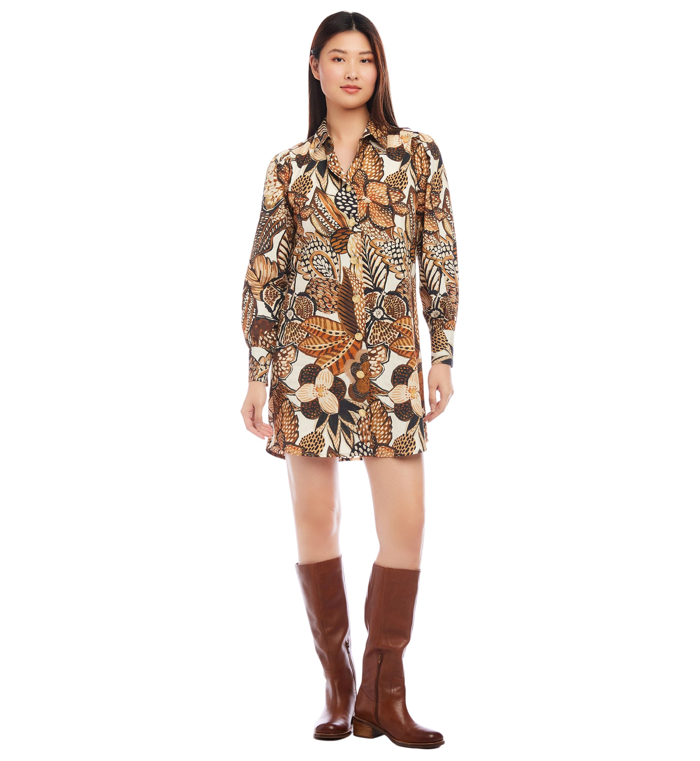 Womens Blouson Sleeve Shirtdress
