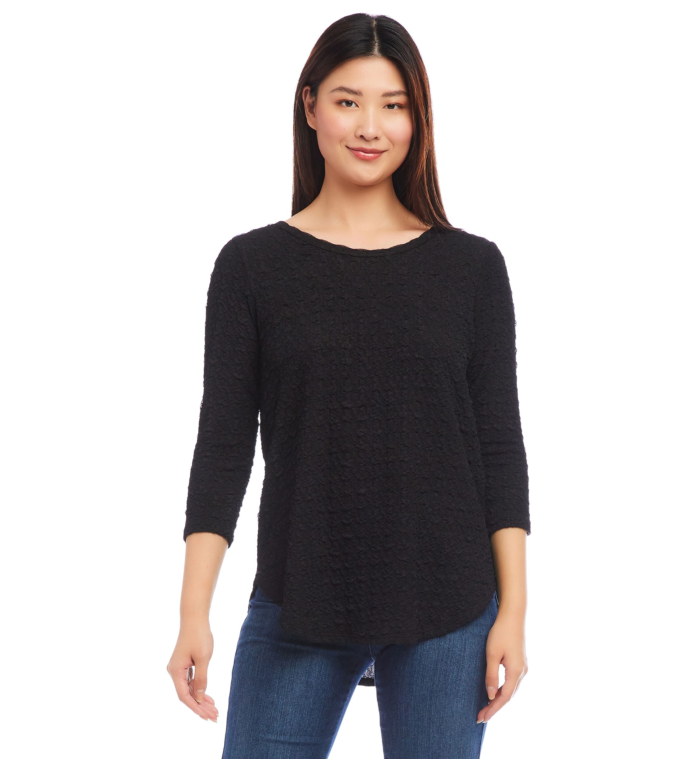 Womens 3/4 Sleeve Shirttail Top