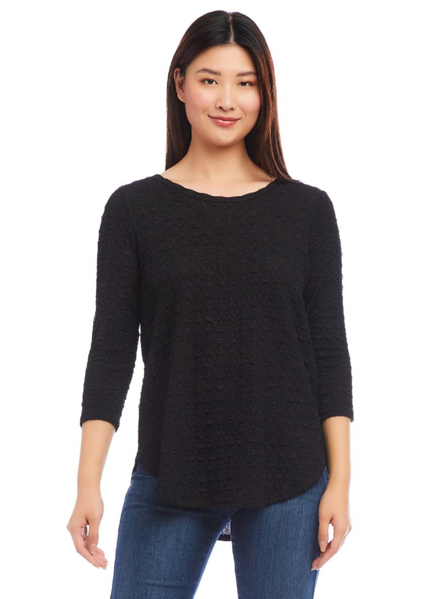 Womens 3/4 Sleeve Shirttail Top