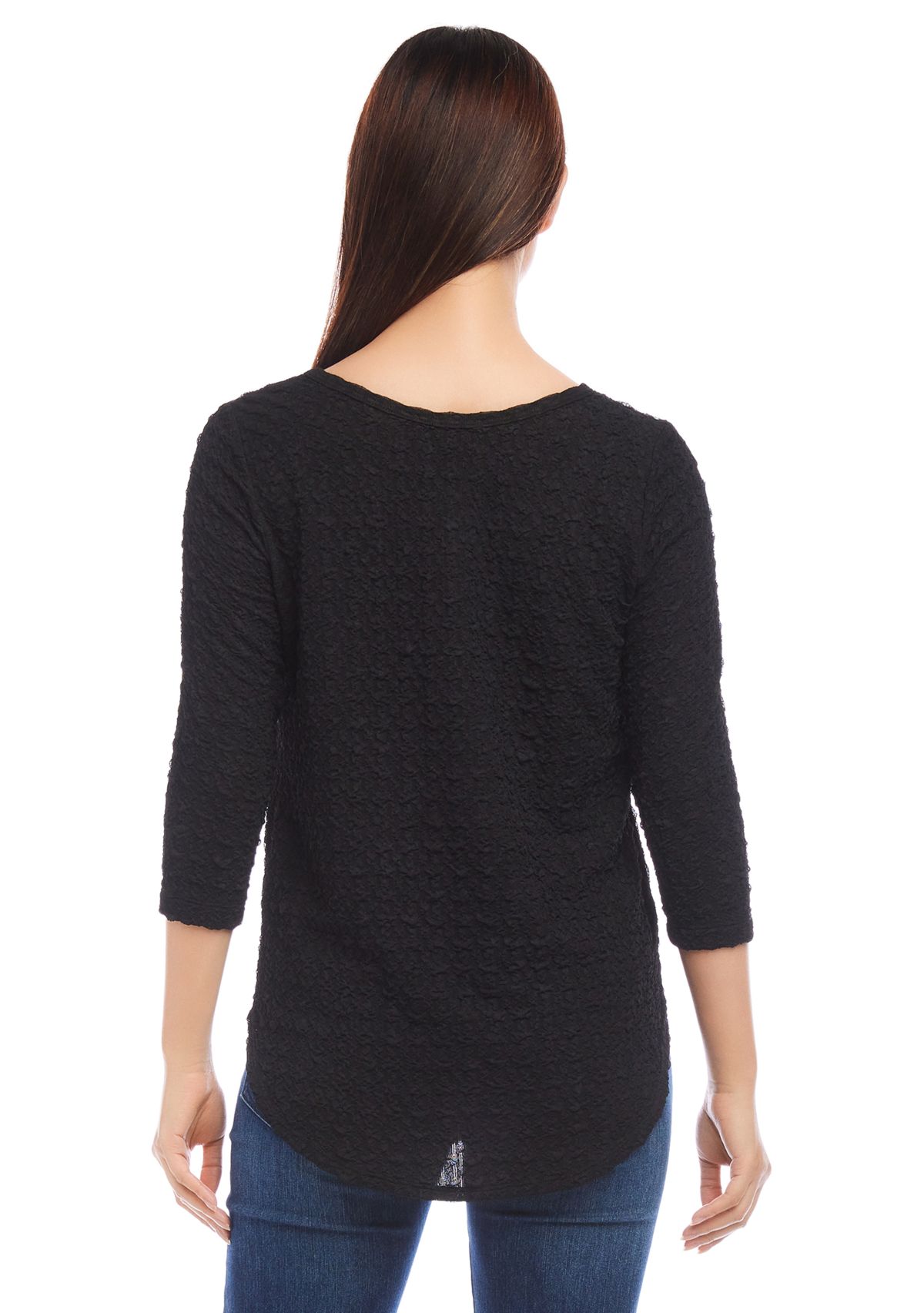 Womens 3/4 Sleeve Shirttail Top