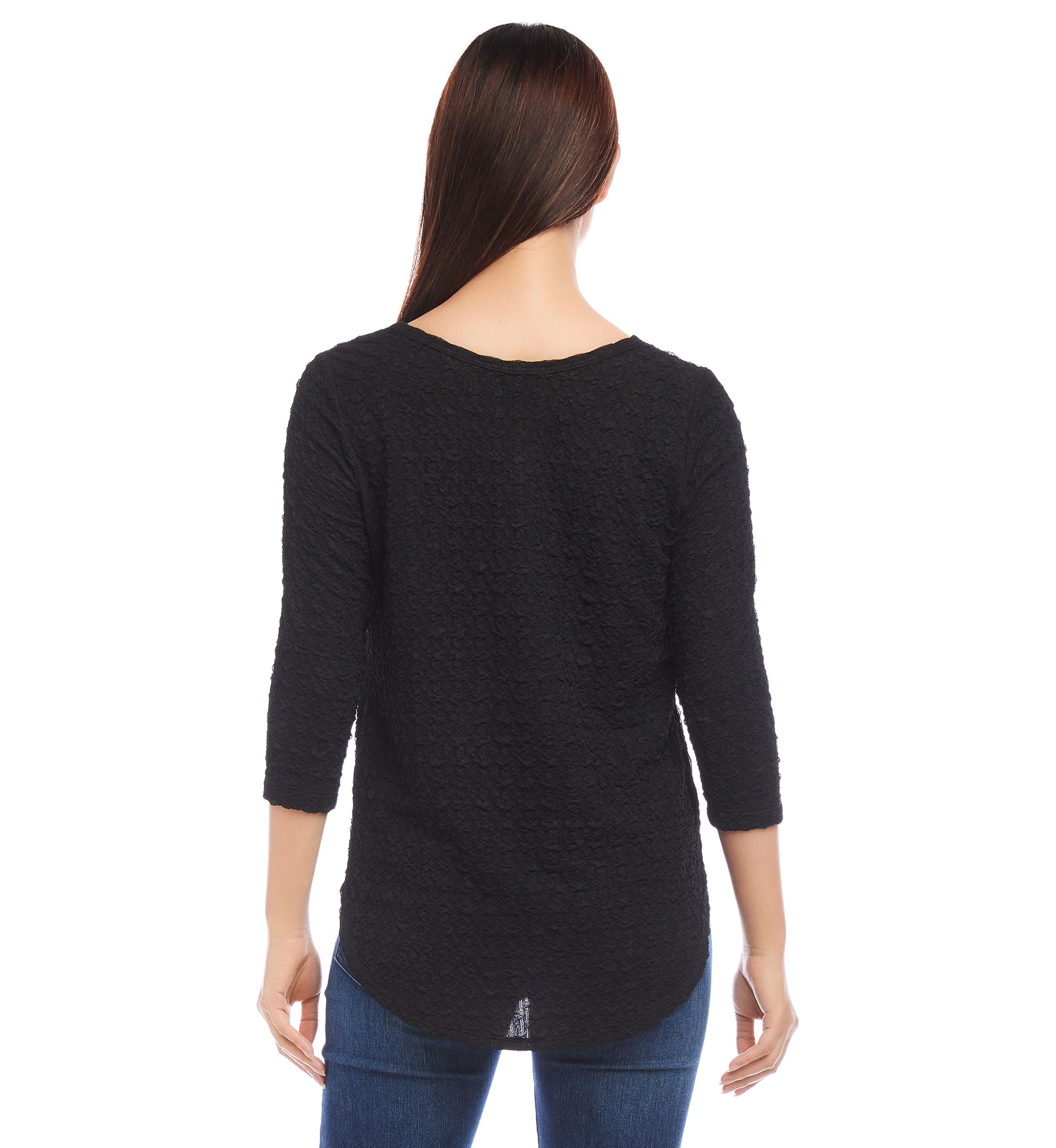 Womens 3/4 Sleeve Shirttail Top